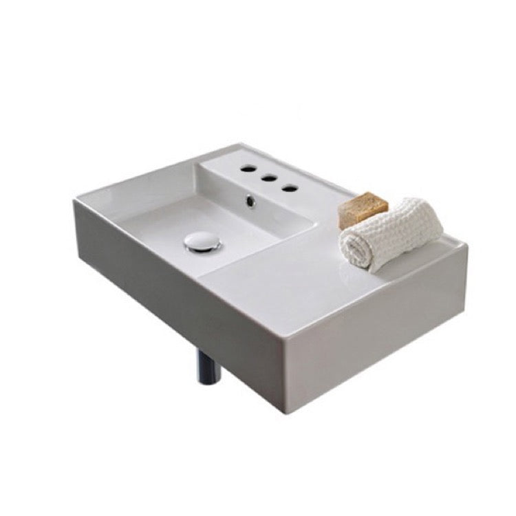 Nameeks Scarabeo Teorema 2.0 24" Ceramic Bathroom Sink for Wall Mounted or Vessel Installation - Includes Overflow