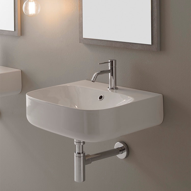 Nameeks 20" Ceramic Wall Mounted Bathroom Sink - Includes Overflow