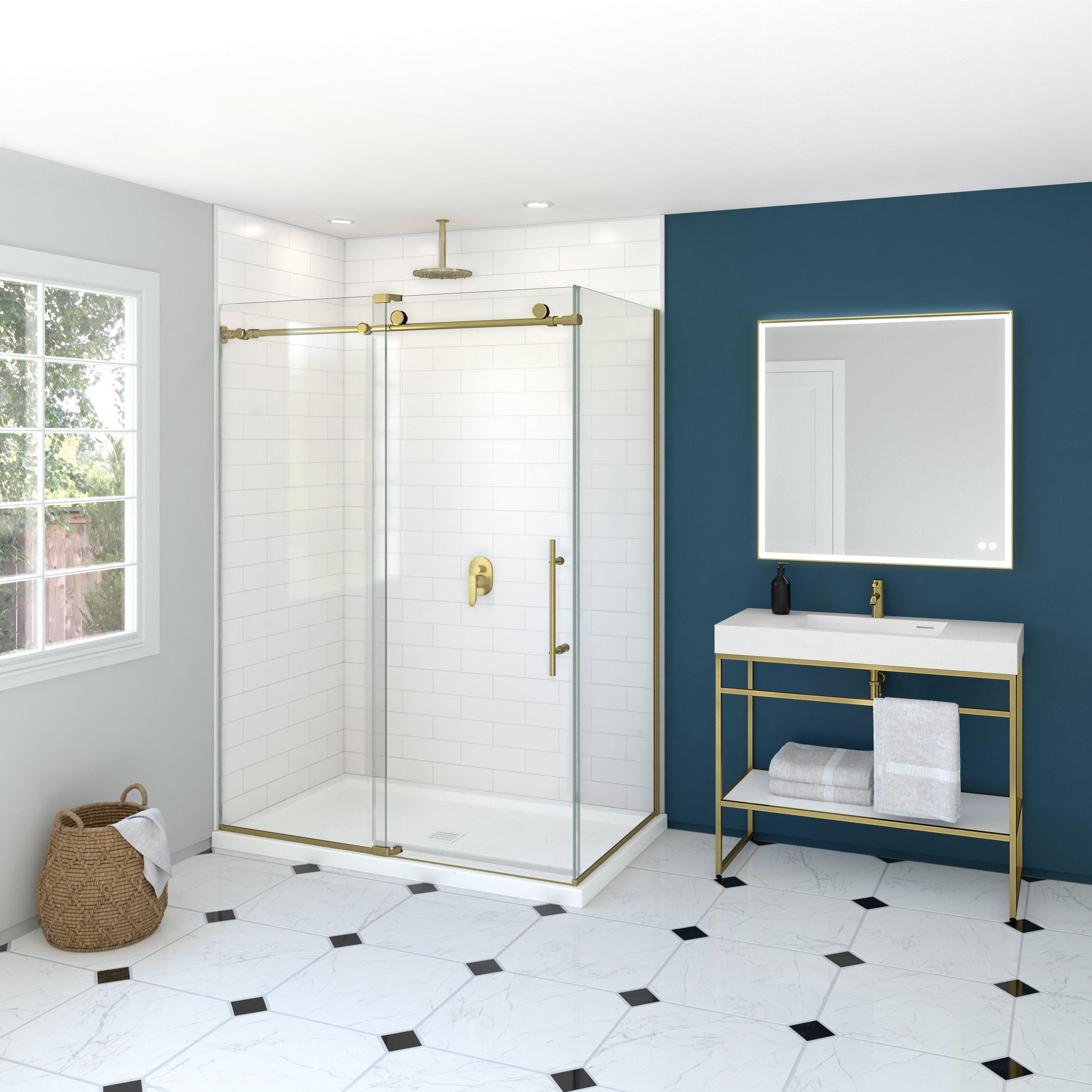 brushed gold shower door