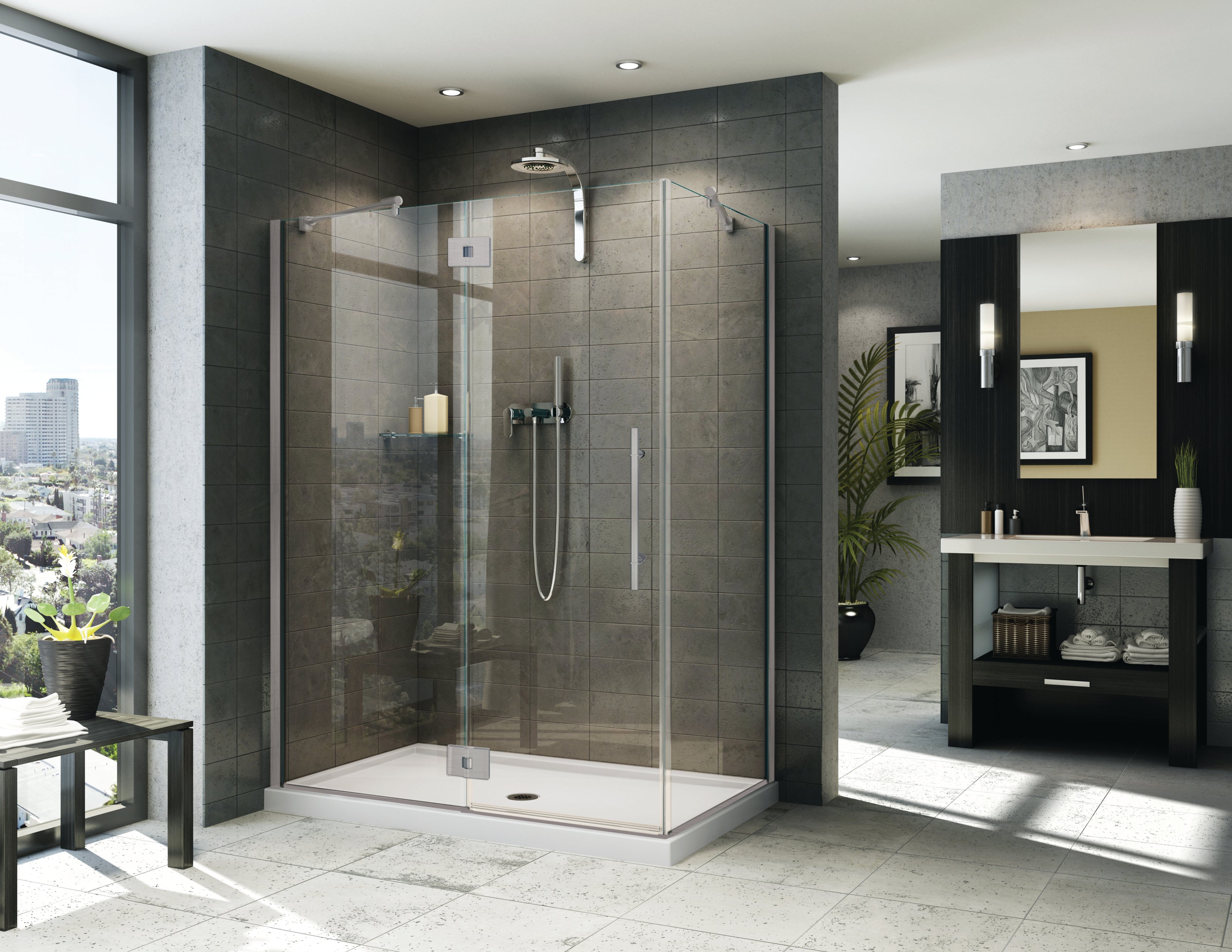 brushed nickel shower door