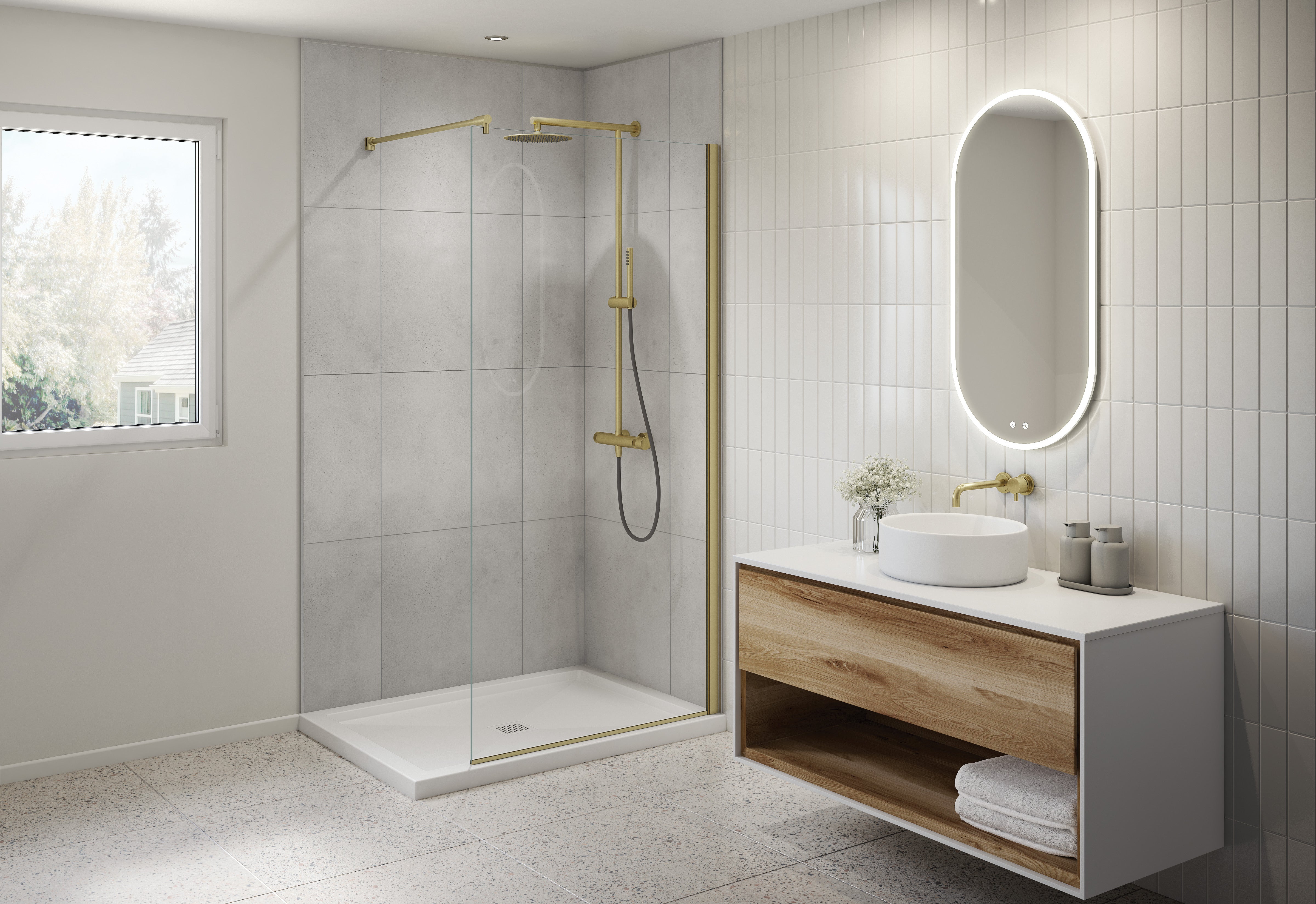 brushed gold shower door