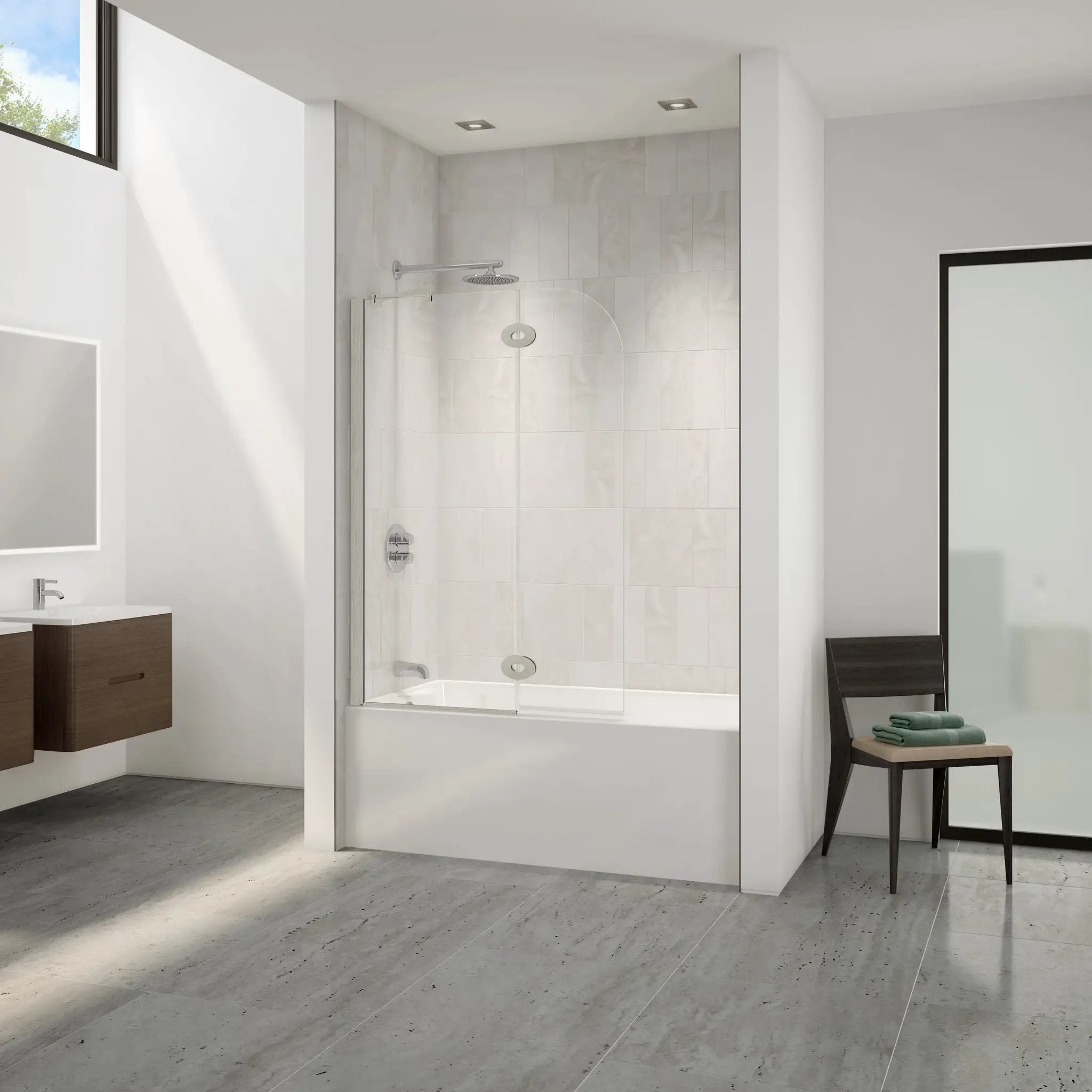 brushed nickel tub shield