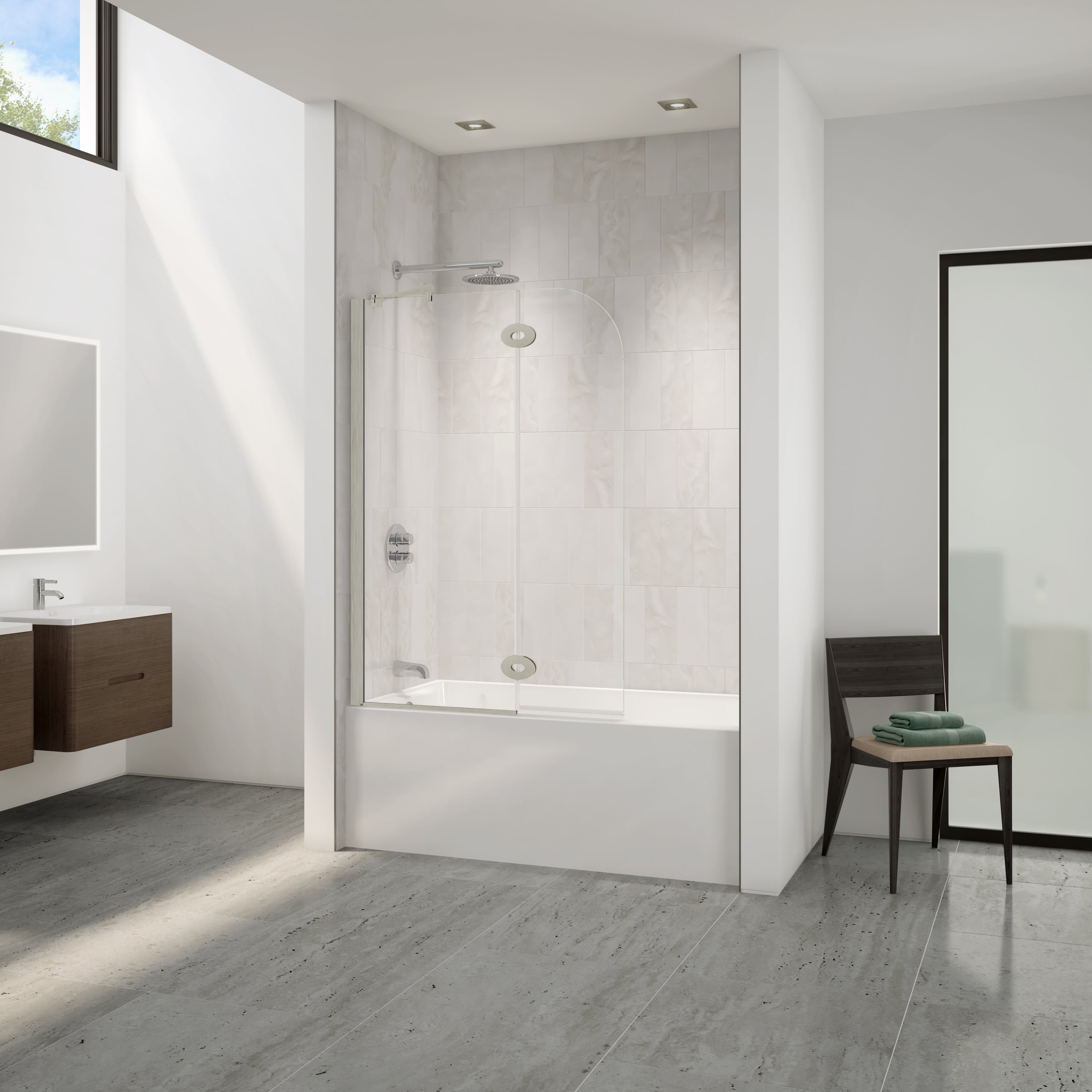 brushed nickel tub shield