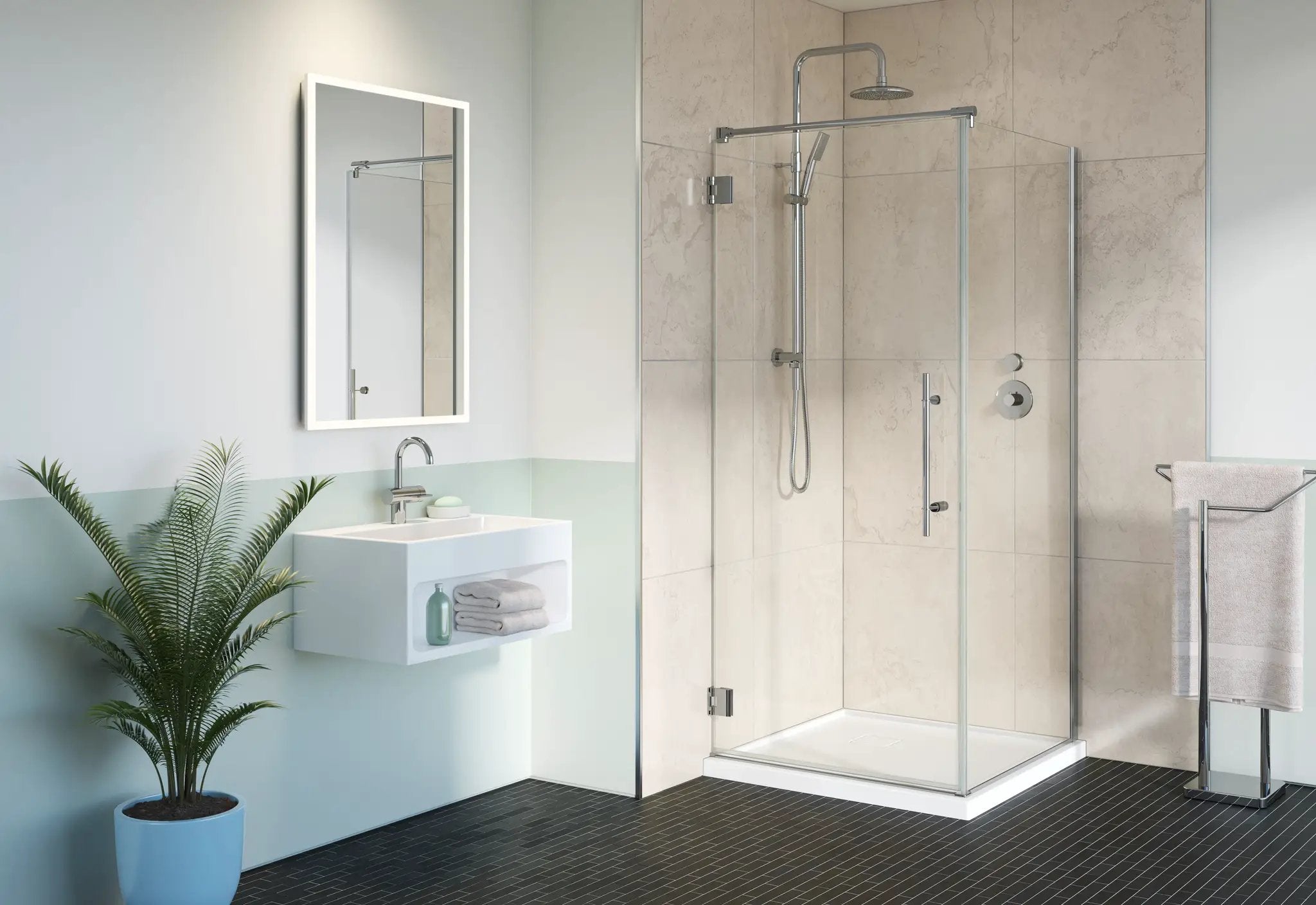 chrome shower door