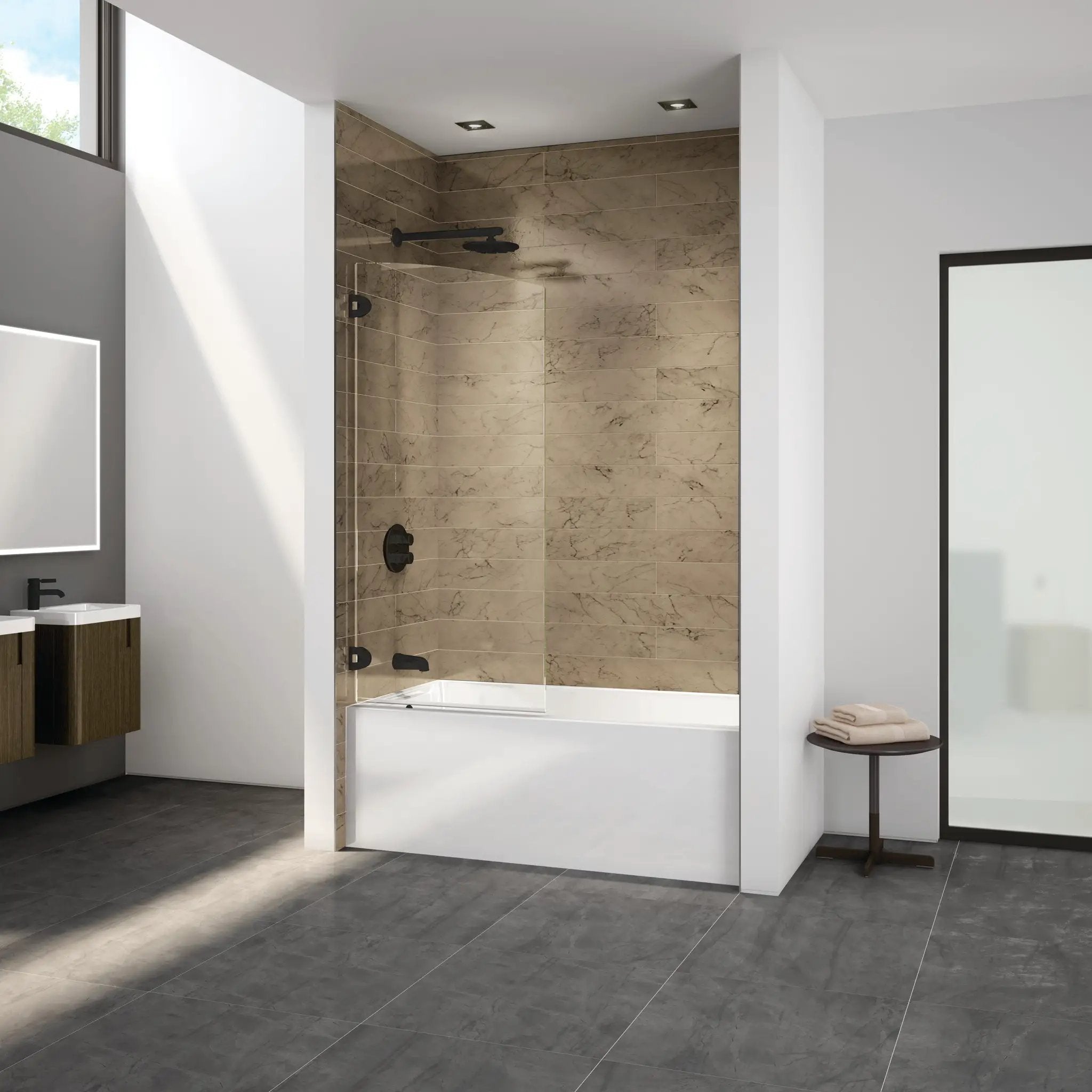 matte black tub panel
