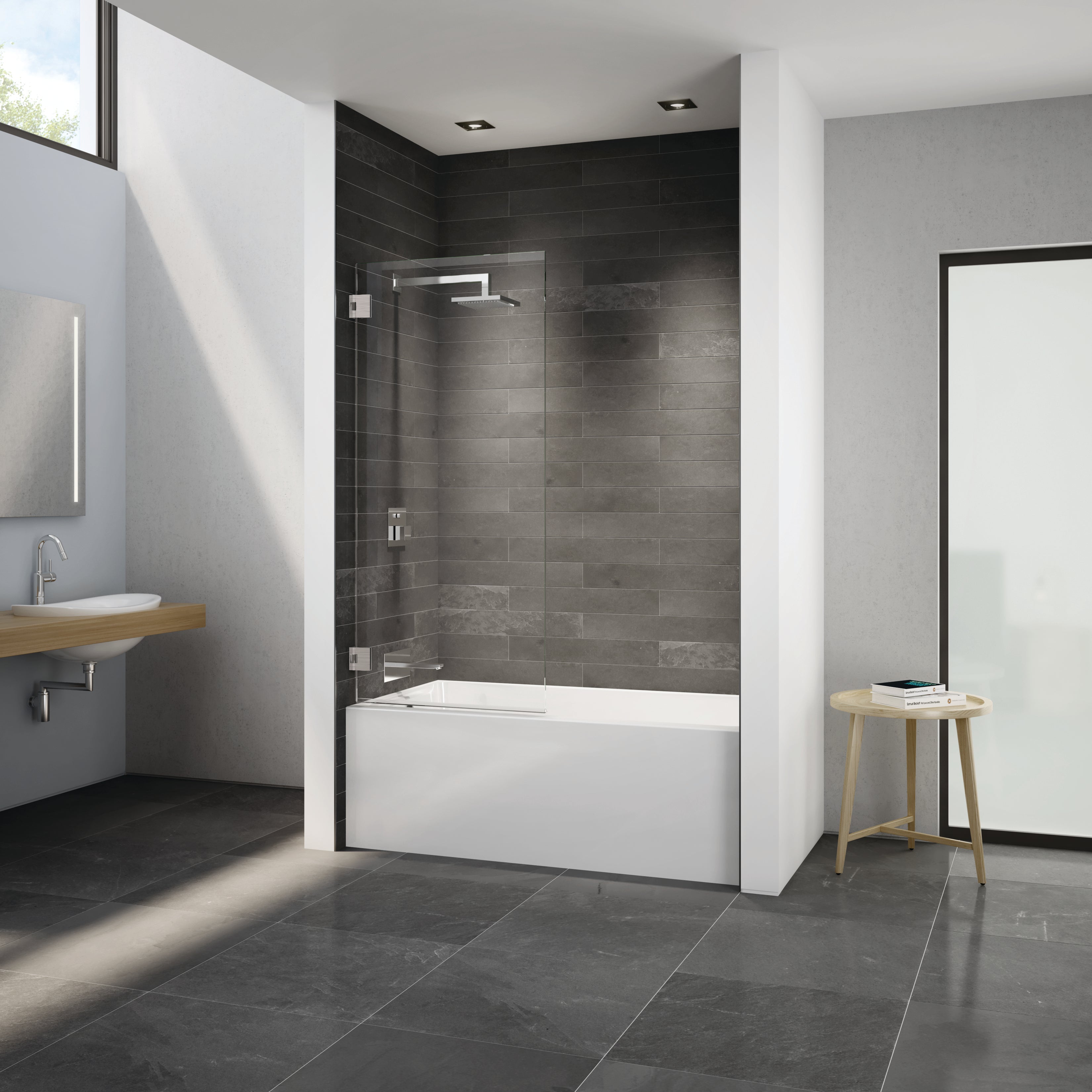 brushed nickel tub panel