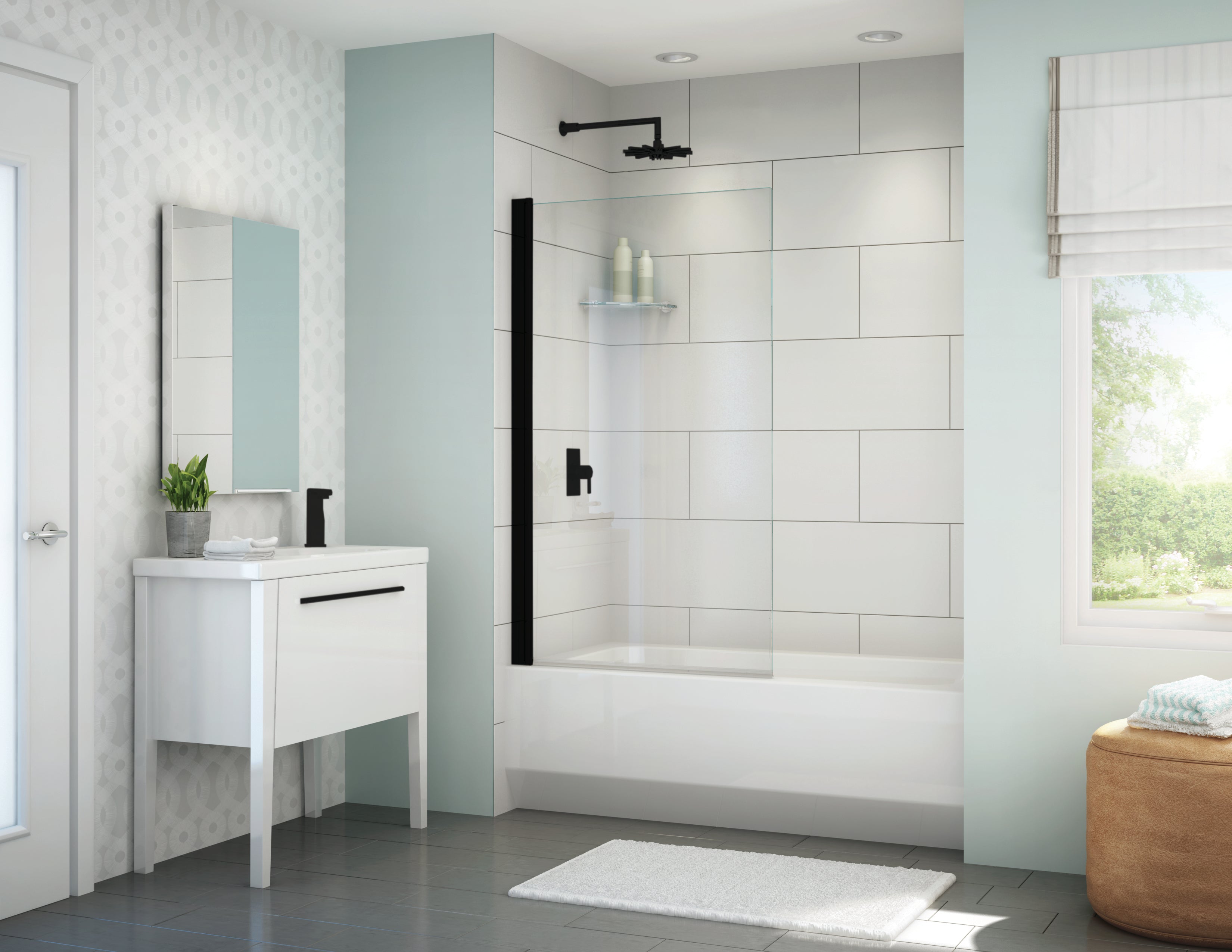 matte black tub panel