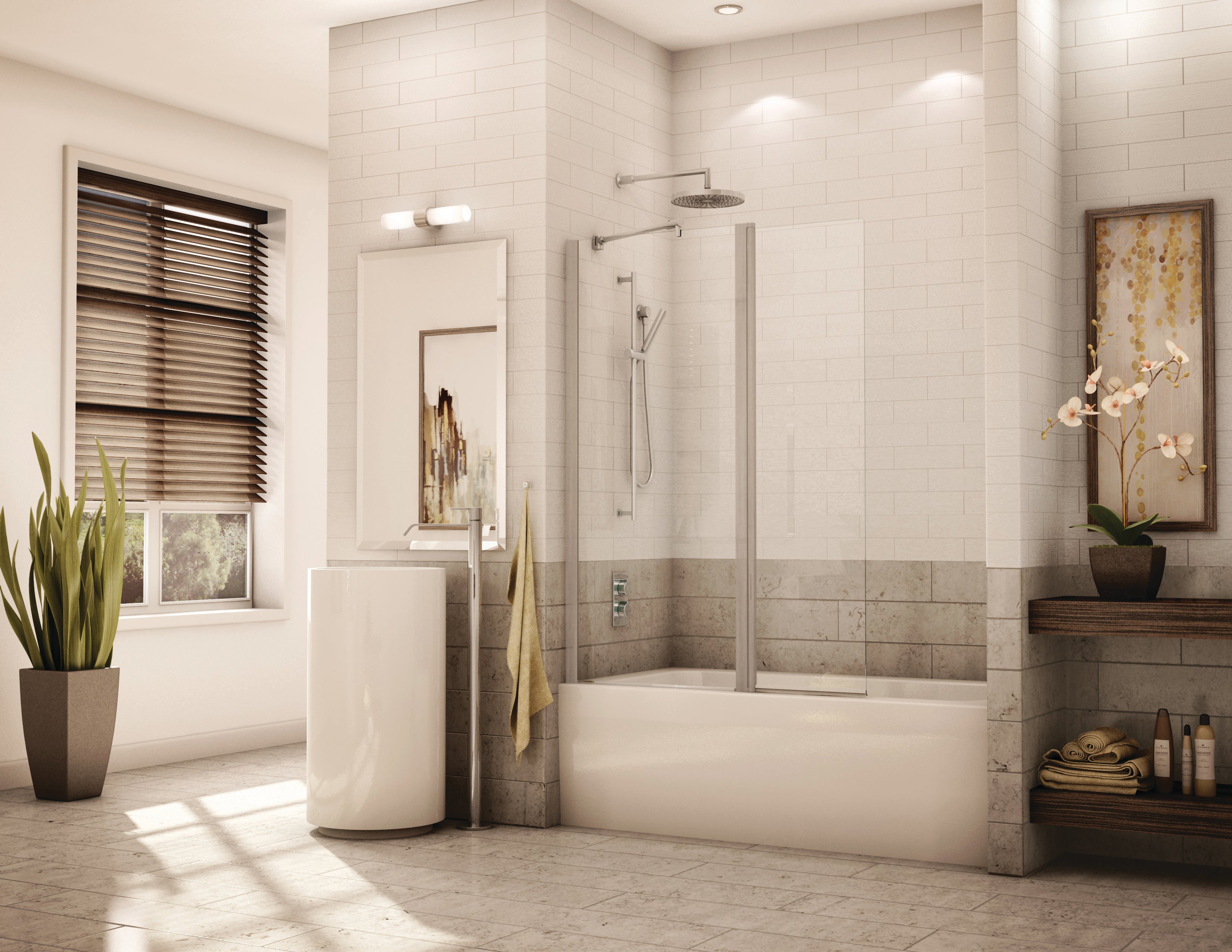 brushed nickel tub shield