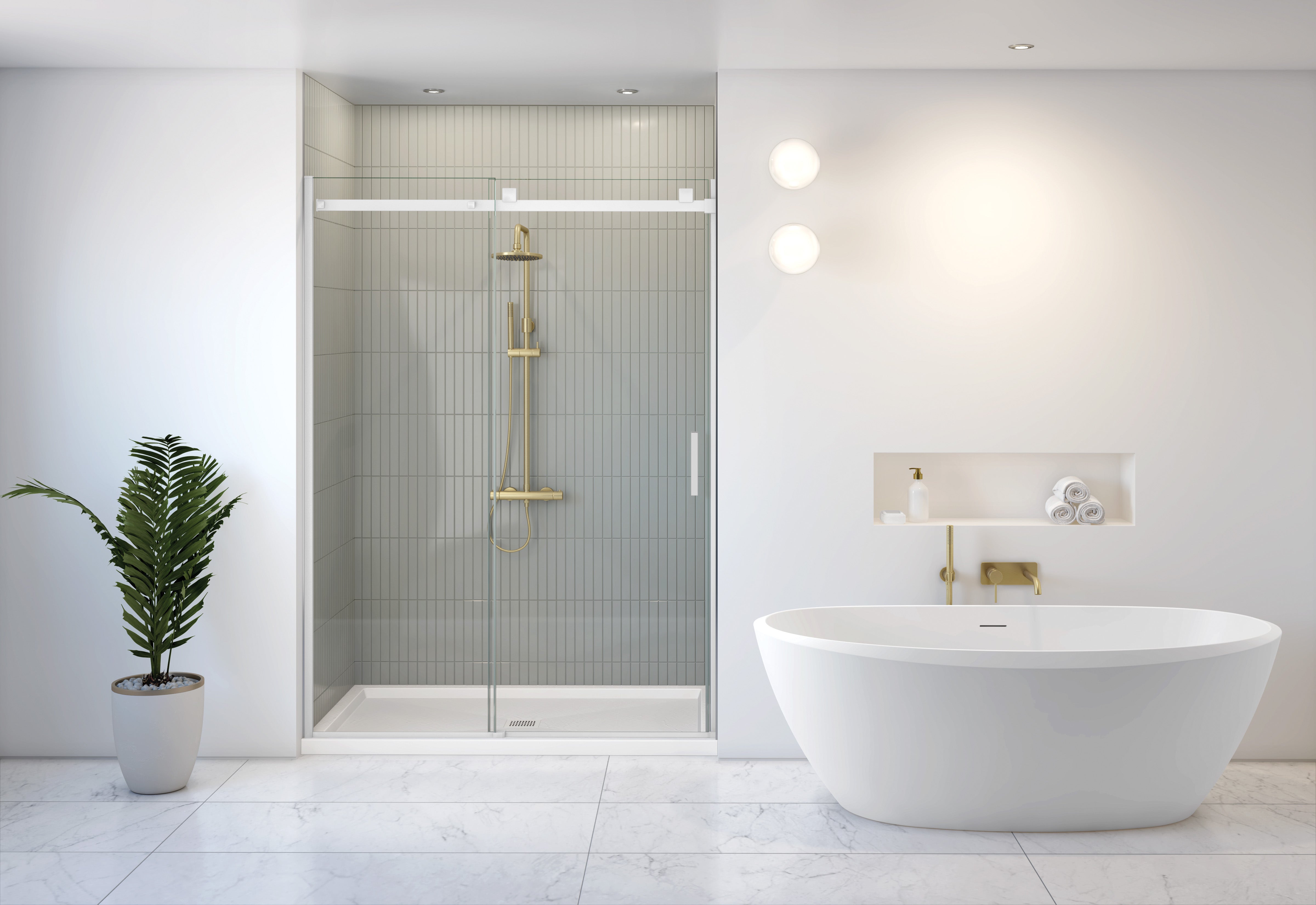 matte white shower door