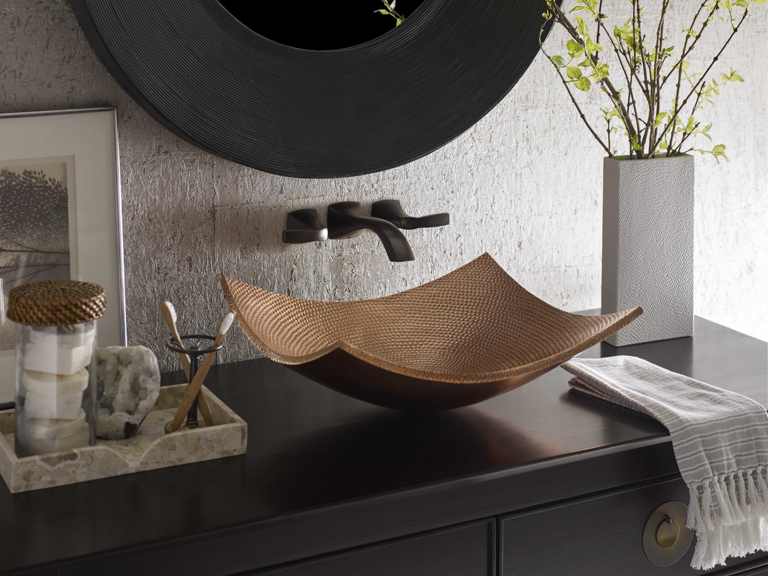 rose gold hammered sink