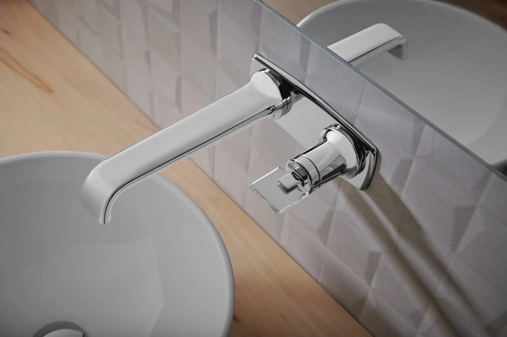 chrome lavatory faucet