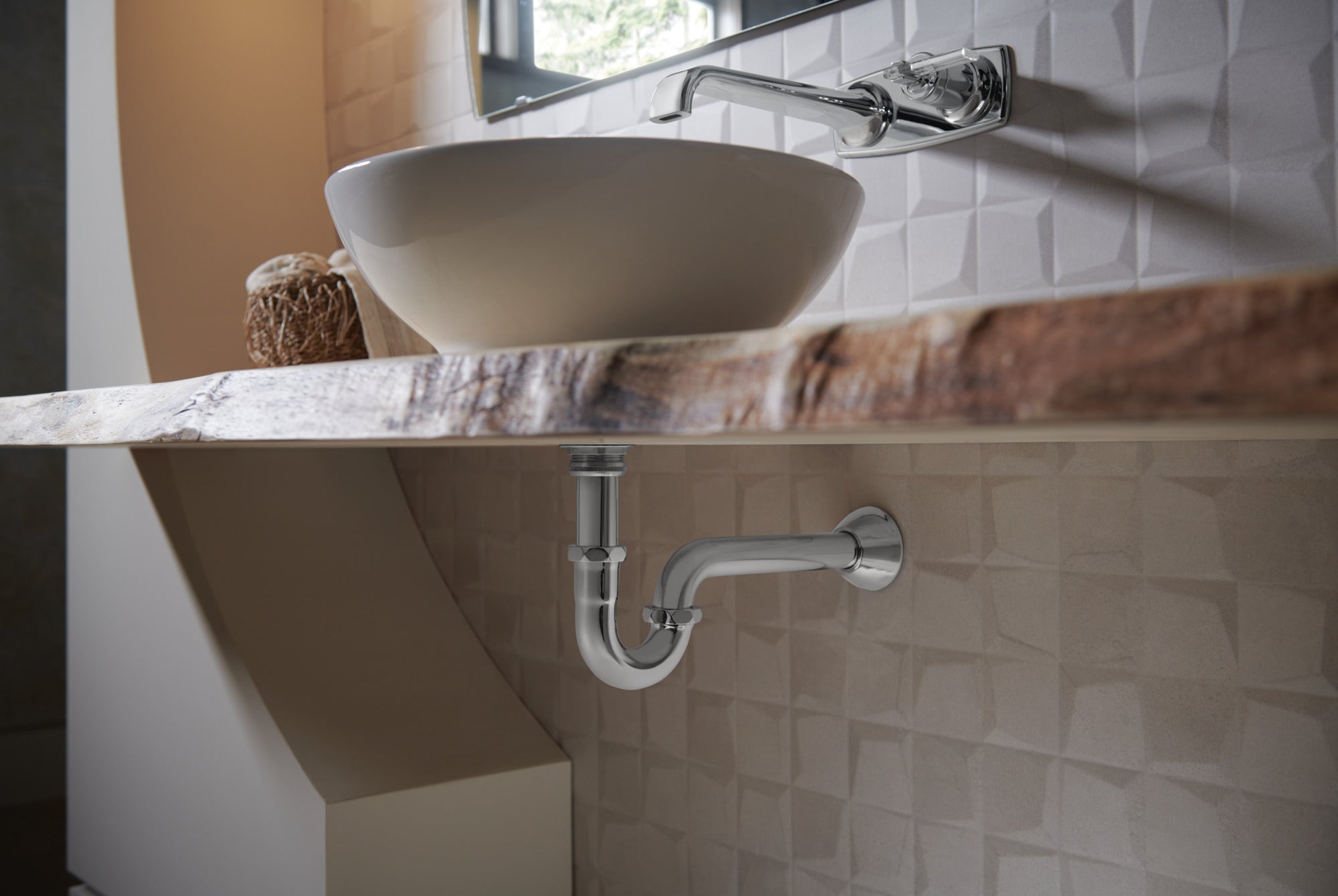 chrome lavatory faucet