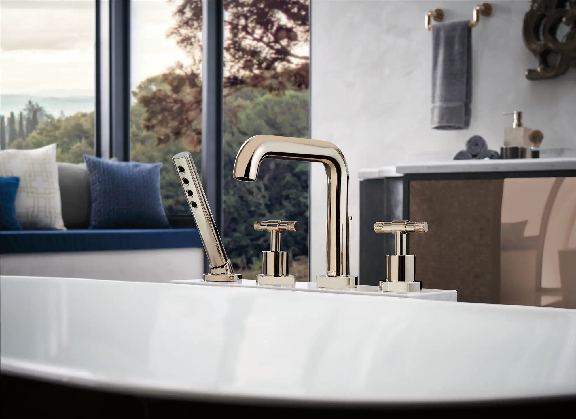 polished nickel towel bar