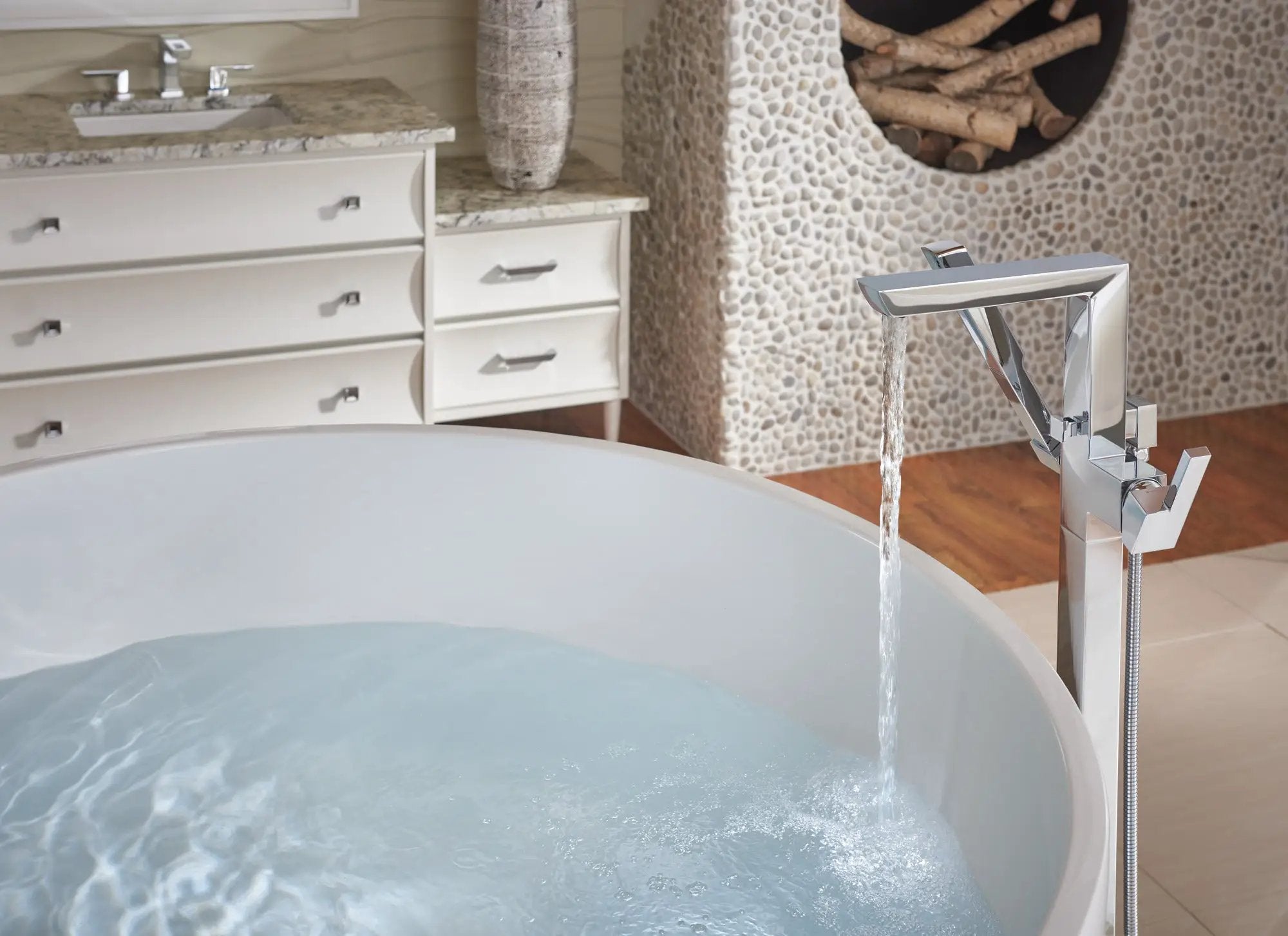 chrome lavatory faucet