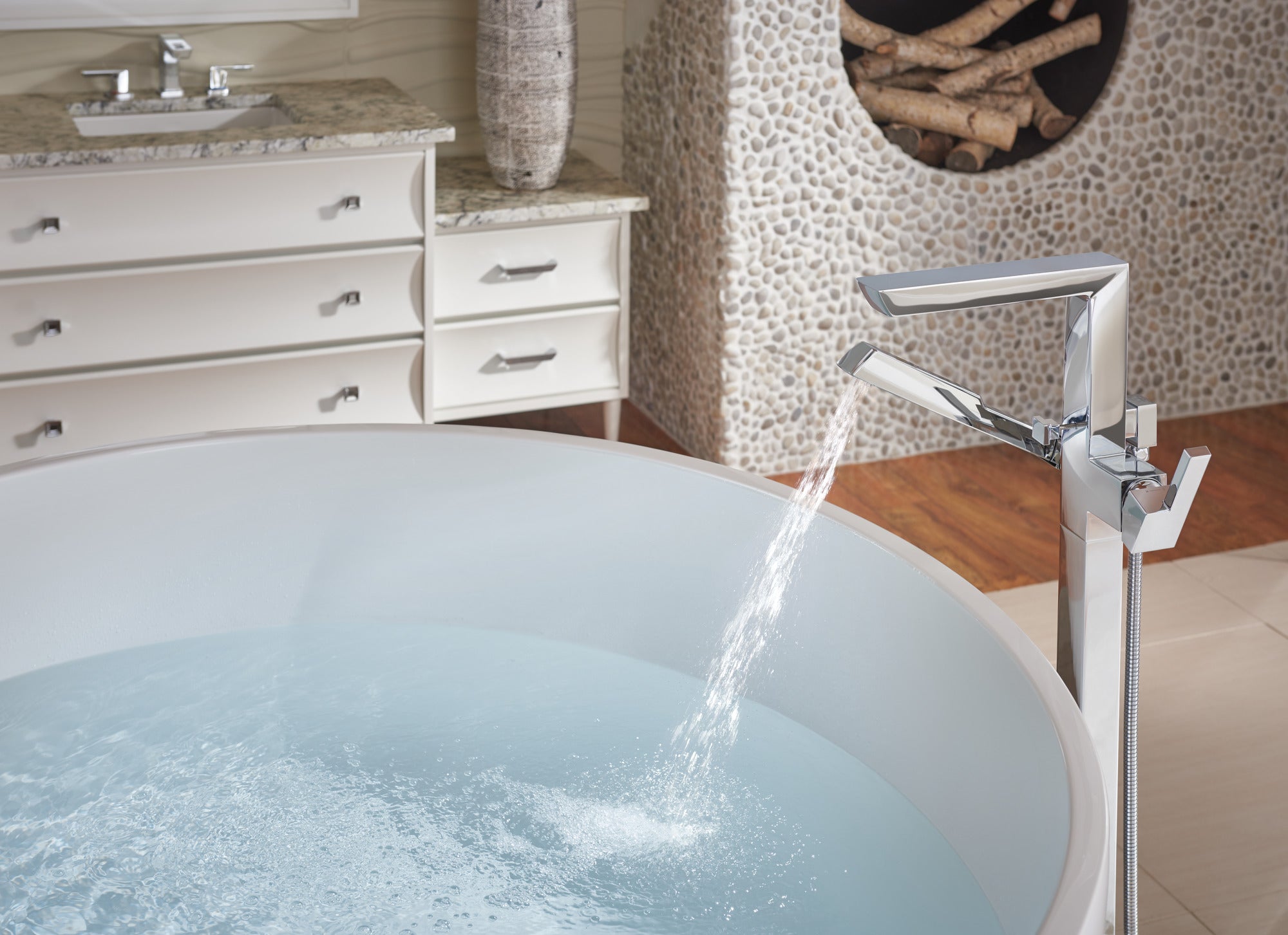 chrome lavatory faucet