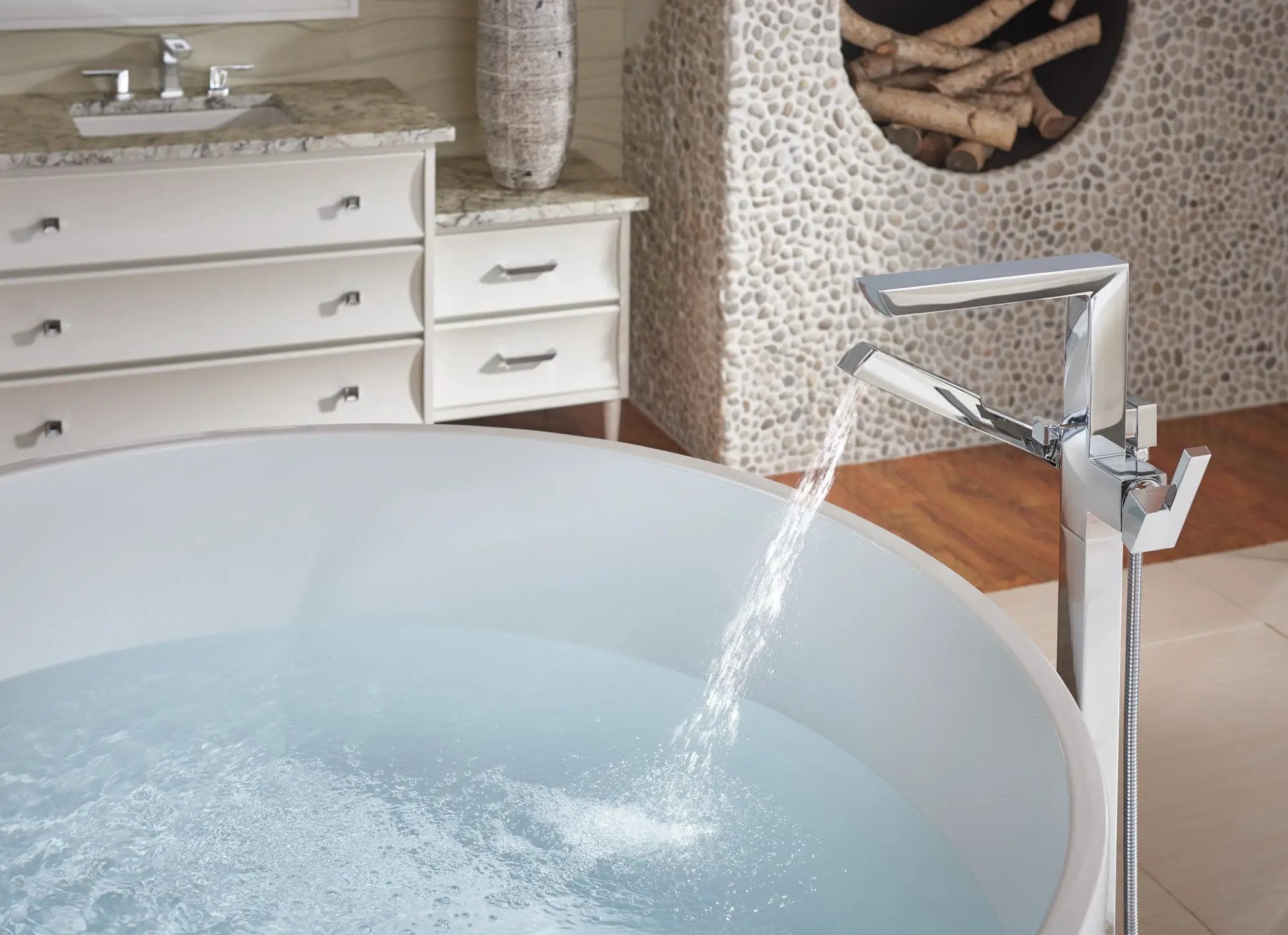chrome lavatory faucet
