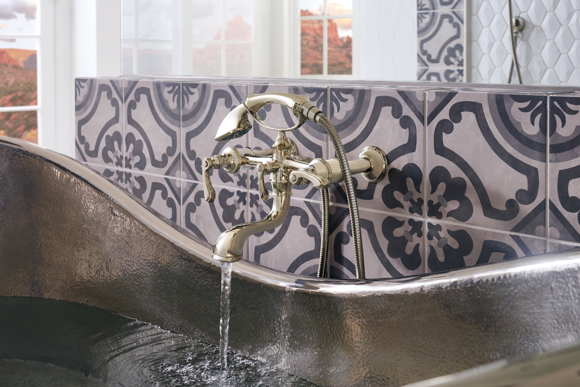 polished nickel tub filler