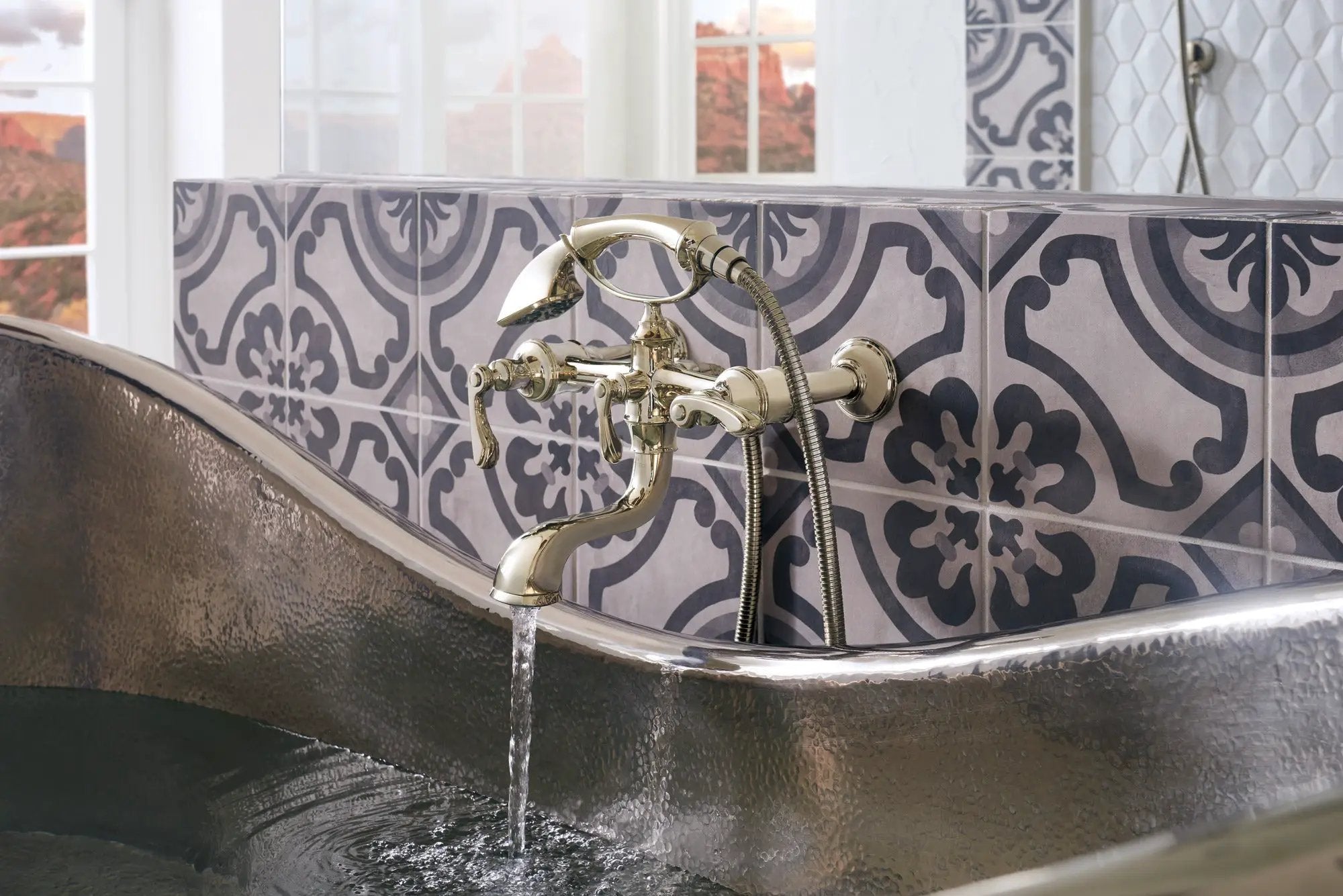 polished nickel tub filler