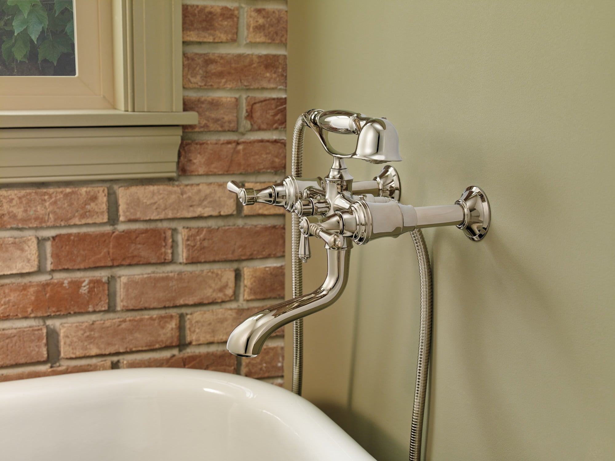 polished nickel tub filler unions