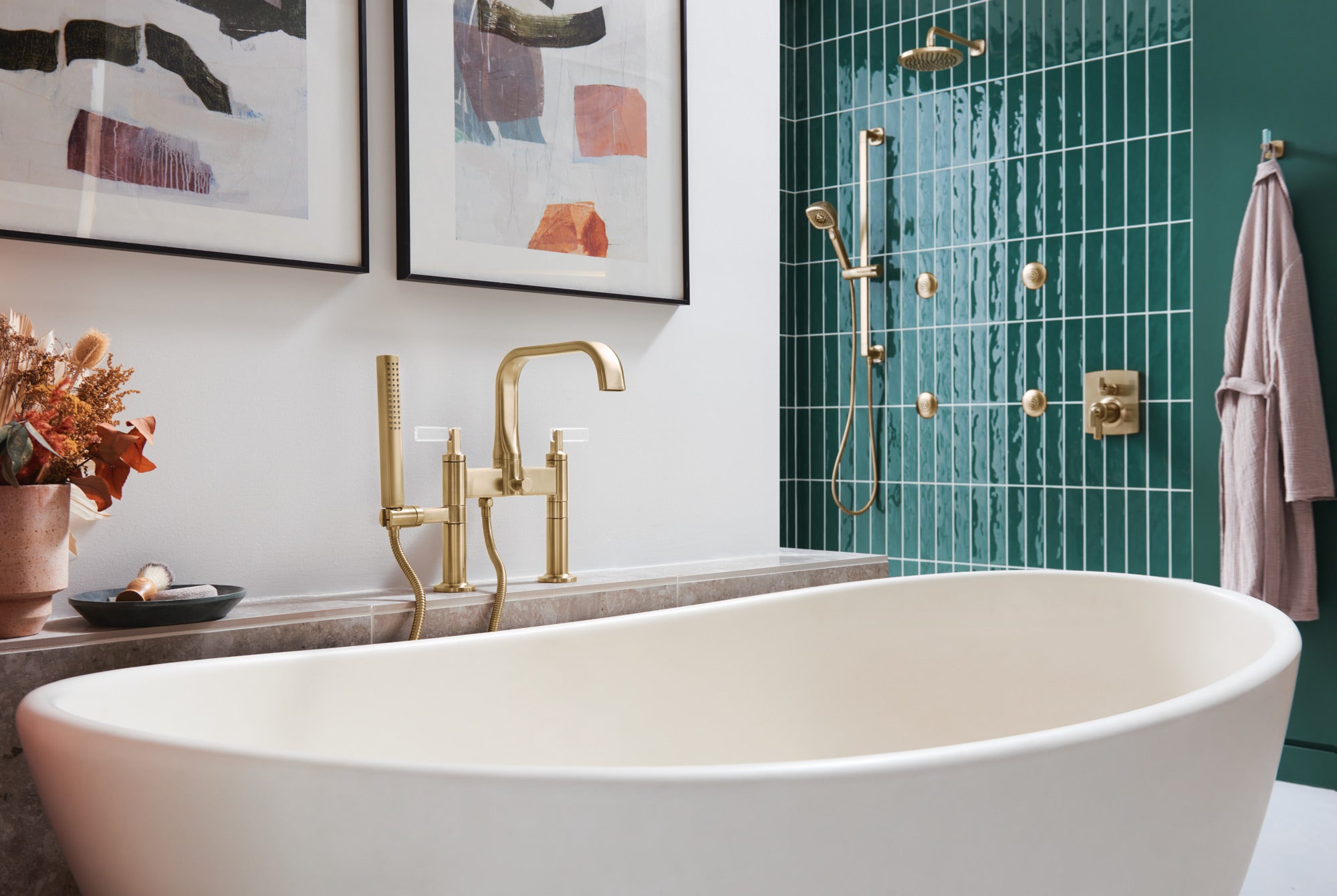 luxe gold / clear acrylic tub filler trim kit