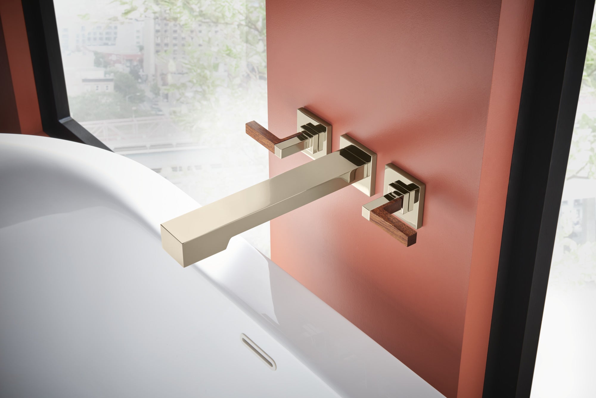 polished nickel tub filler