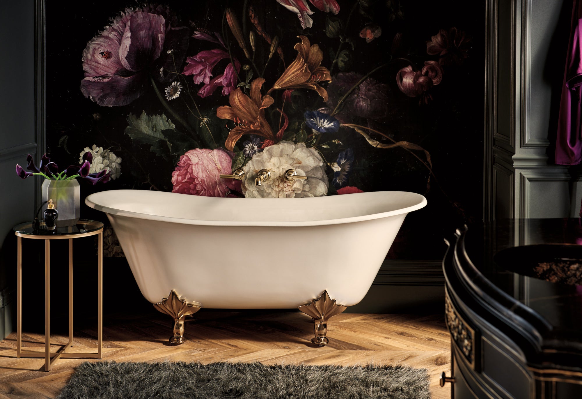 polished gold tub filler