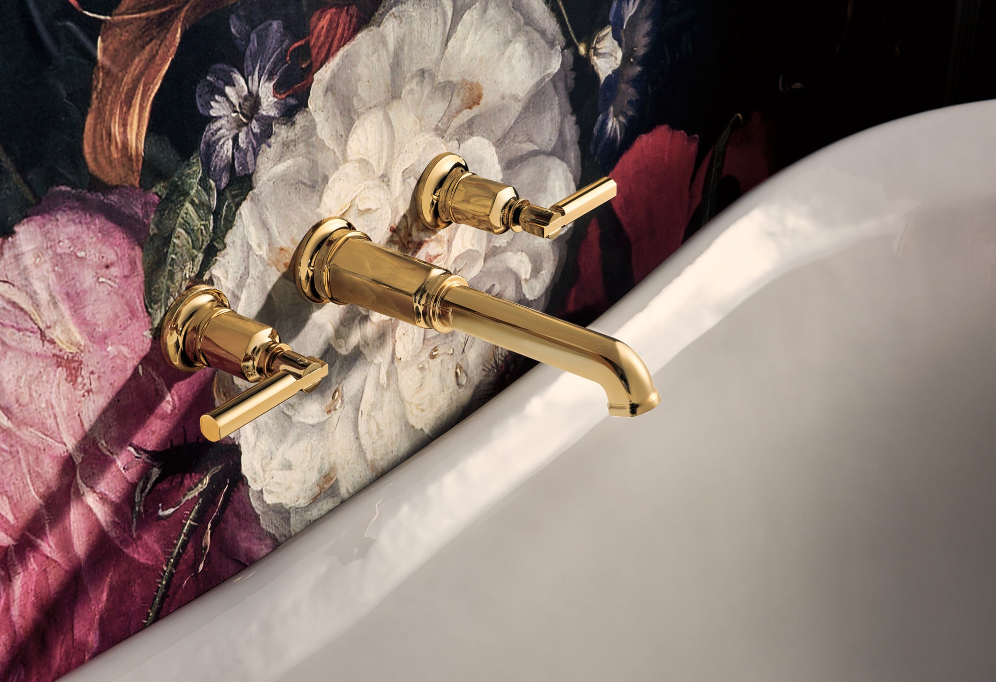 polished gold tub filler