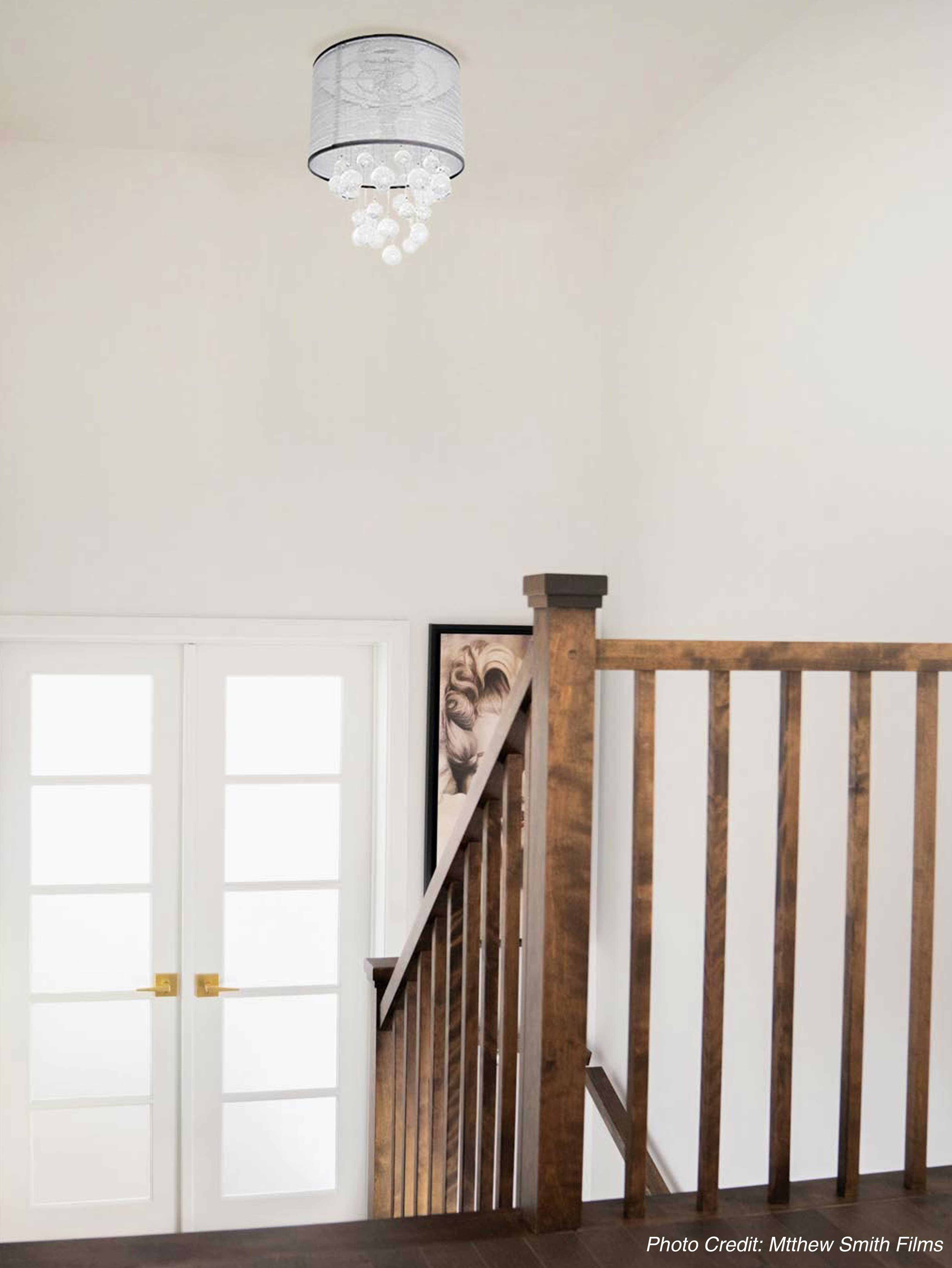 polished chrome with silver organza shade flush mount