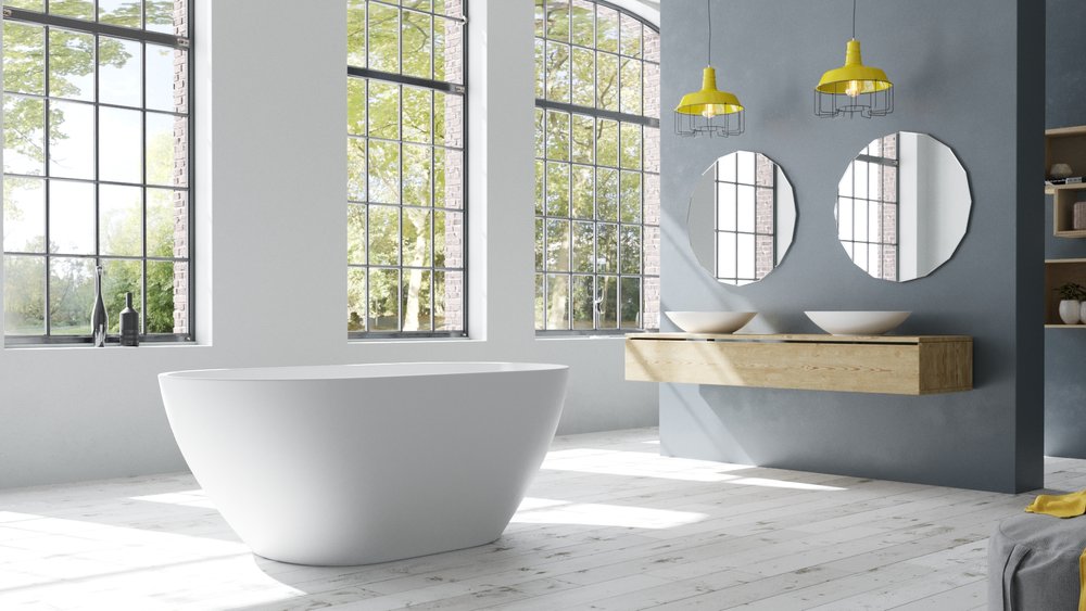 white freestanding bathtub
