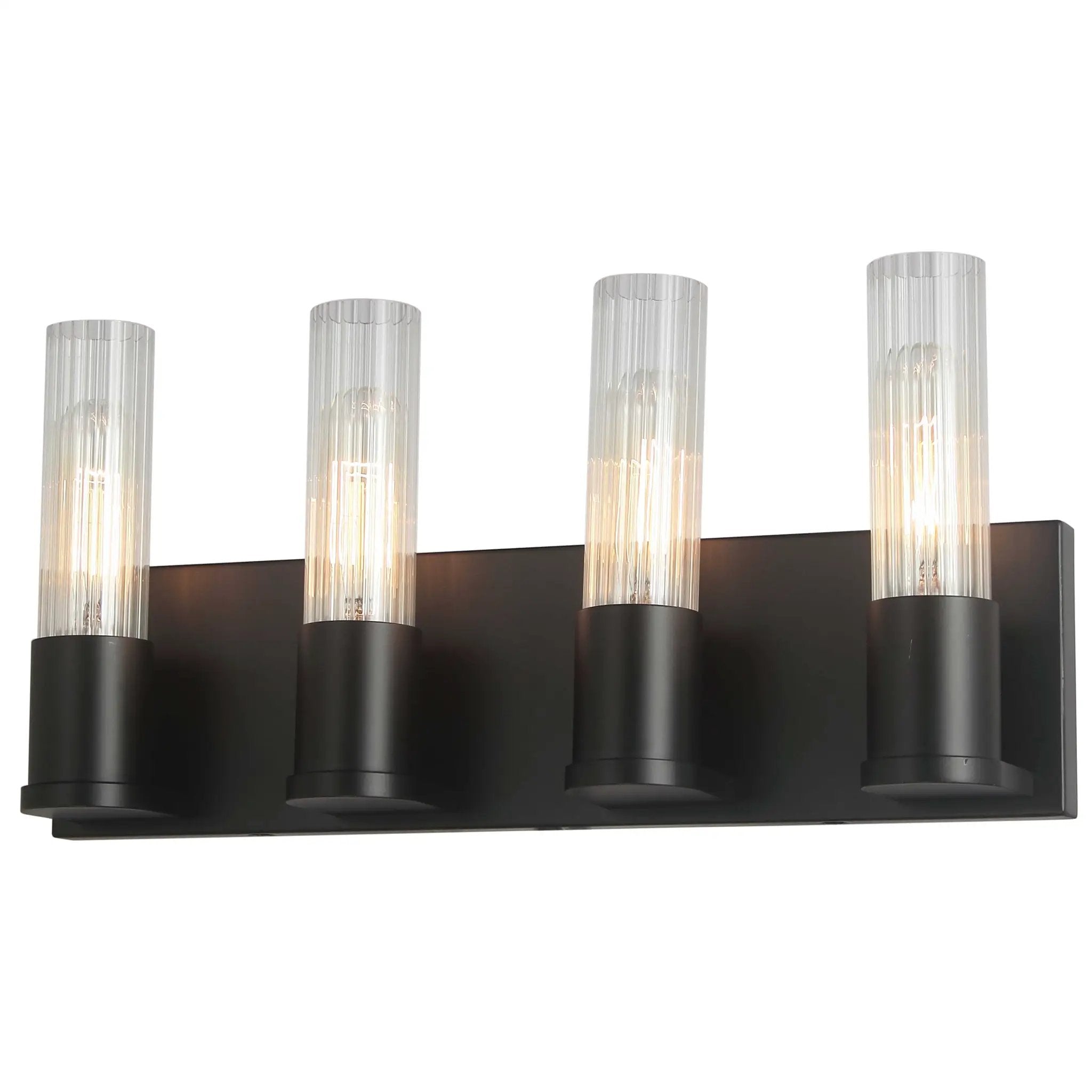 Dainolite 4 Light Incandescent Vanity with Clear Fluted Glass by Dainolite