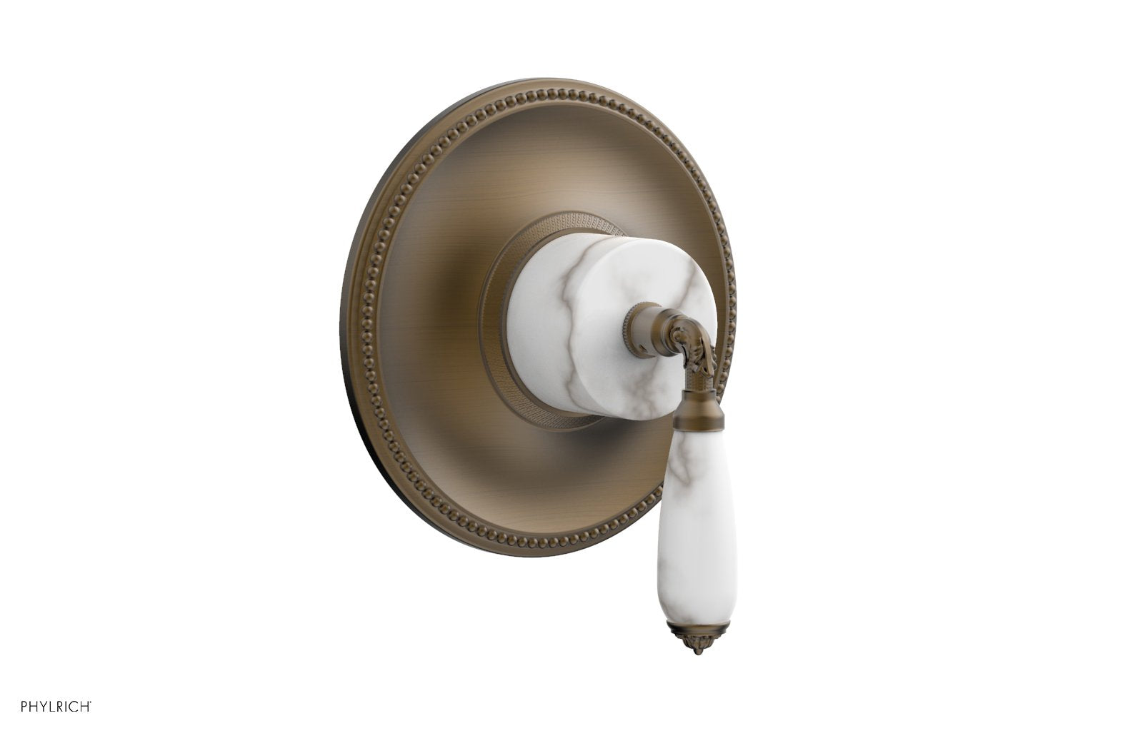 Phylrich VALENCIA Thermostatic Shower Trim, White Marble Lever Handle