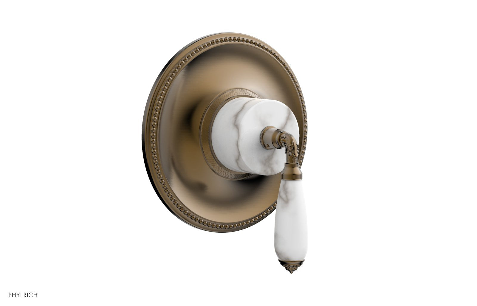 Phylrich VALENCIA Thermostatic Shower Trim, White Marble Lever Handle