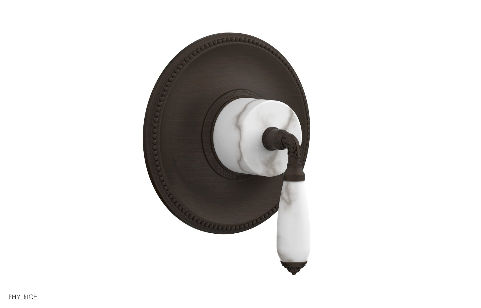 Phylrich VALENCIA Thermostatic Shower Trim, White Marble Lever Handle