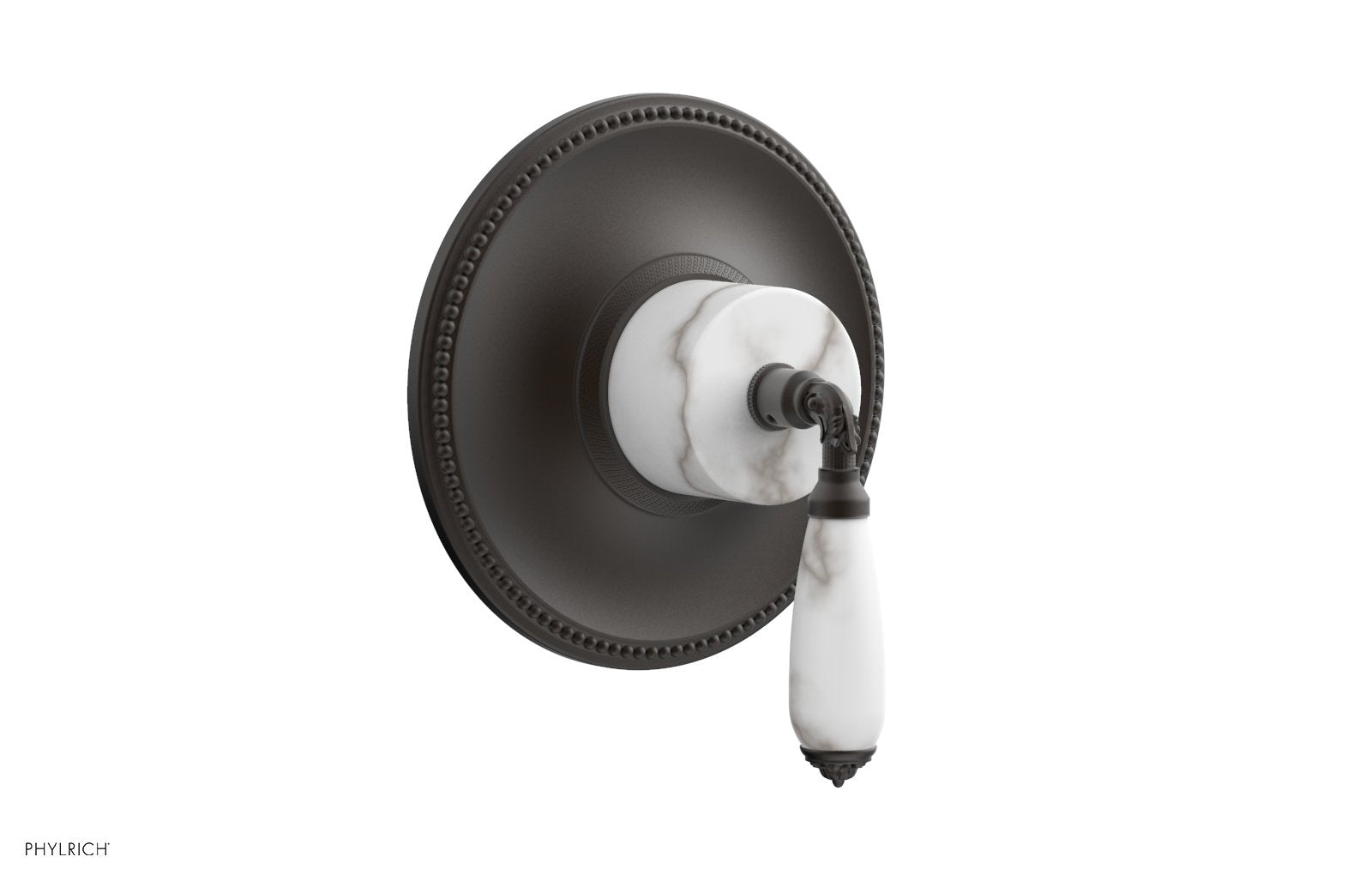 Phylrich VALENCIA Thermostatic Shower Trim, White Marble Lever Handle