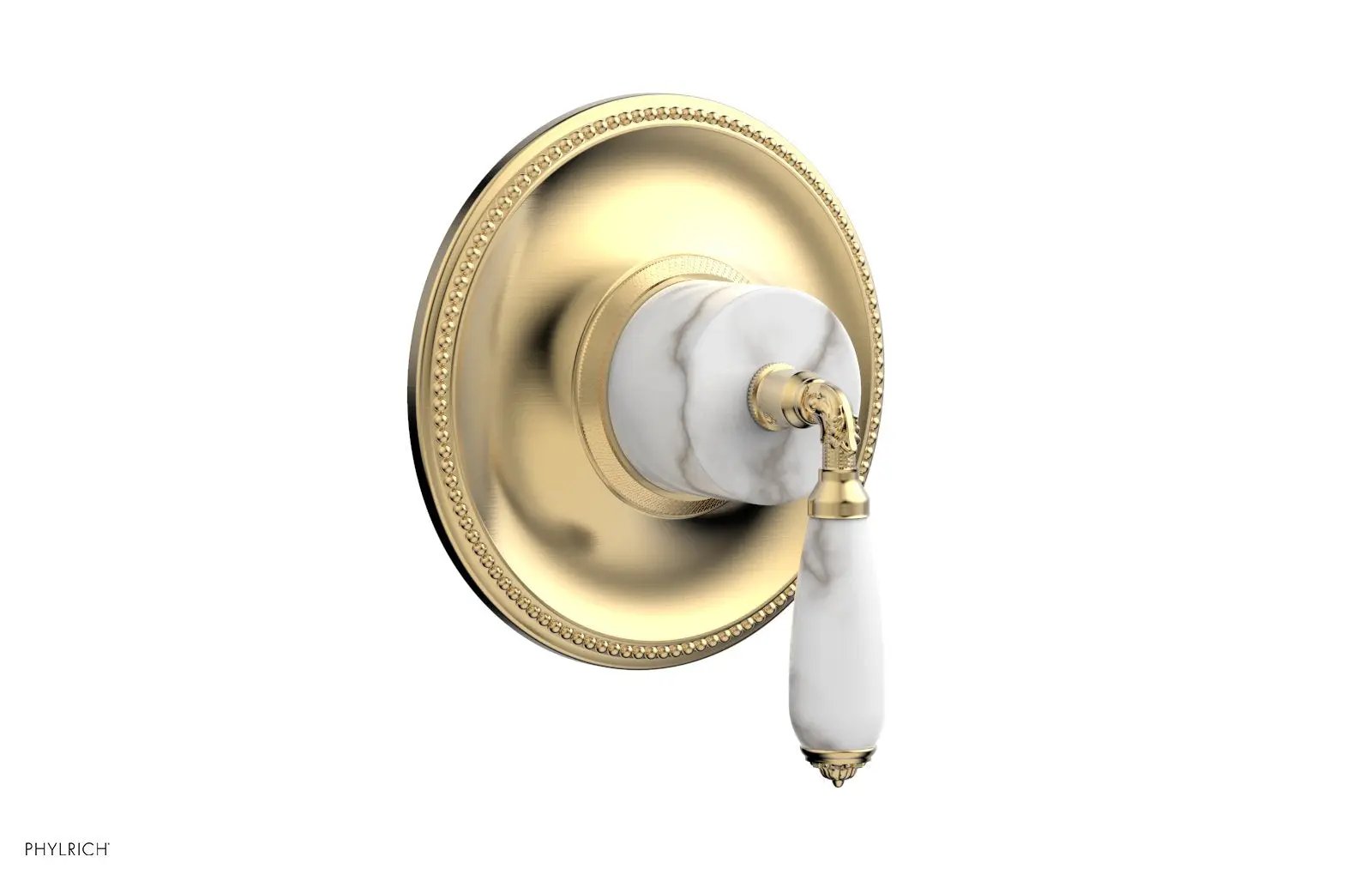 Phylrich VALENCIA Thermostatic Shower Trim, White Marble Lever Handle by Phylrich