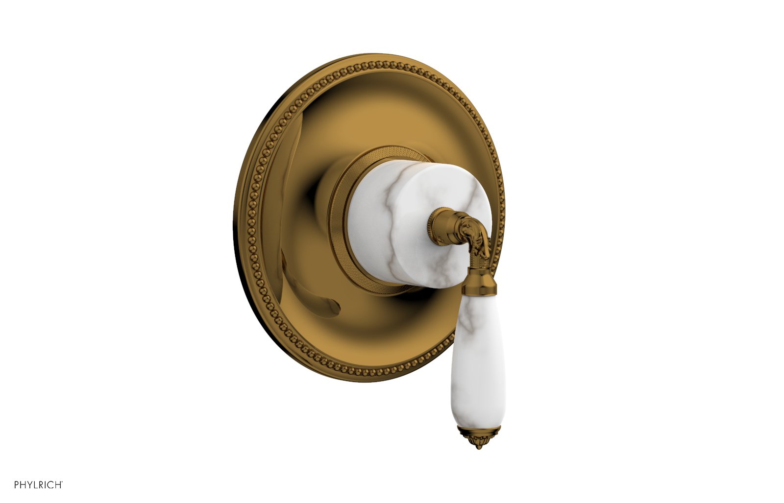 Phylrich VALENCIA Thermostatic Shower Trim, White Marble Lever Handle