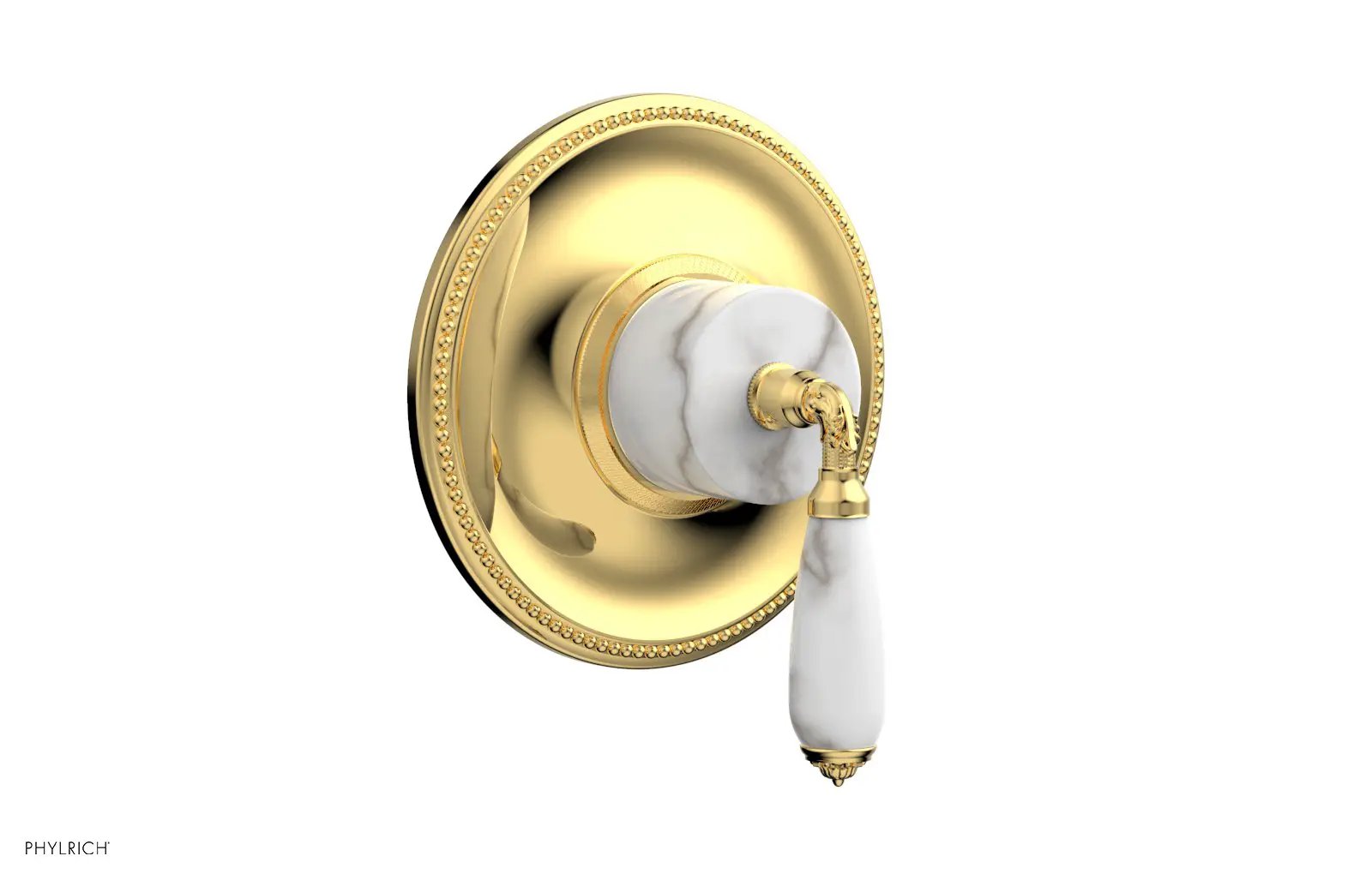 Phylrich VALENCIA Thermostatic Shower Trim, White Marble Lever Handle by Phylrich