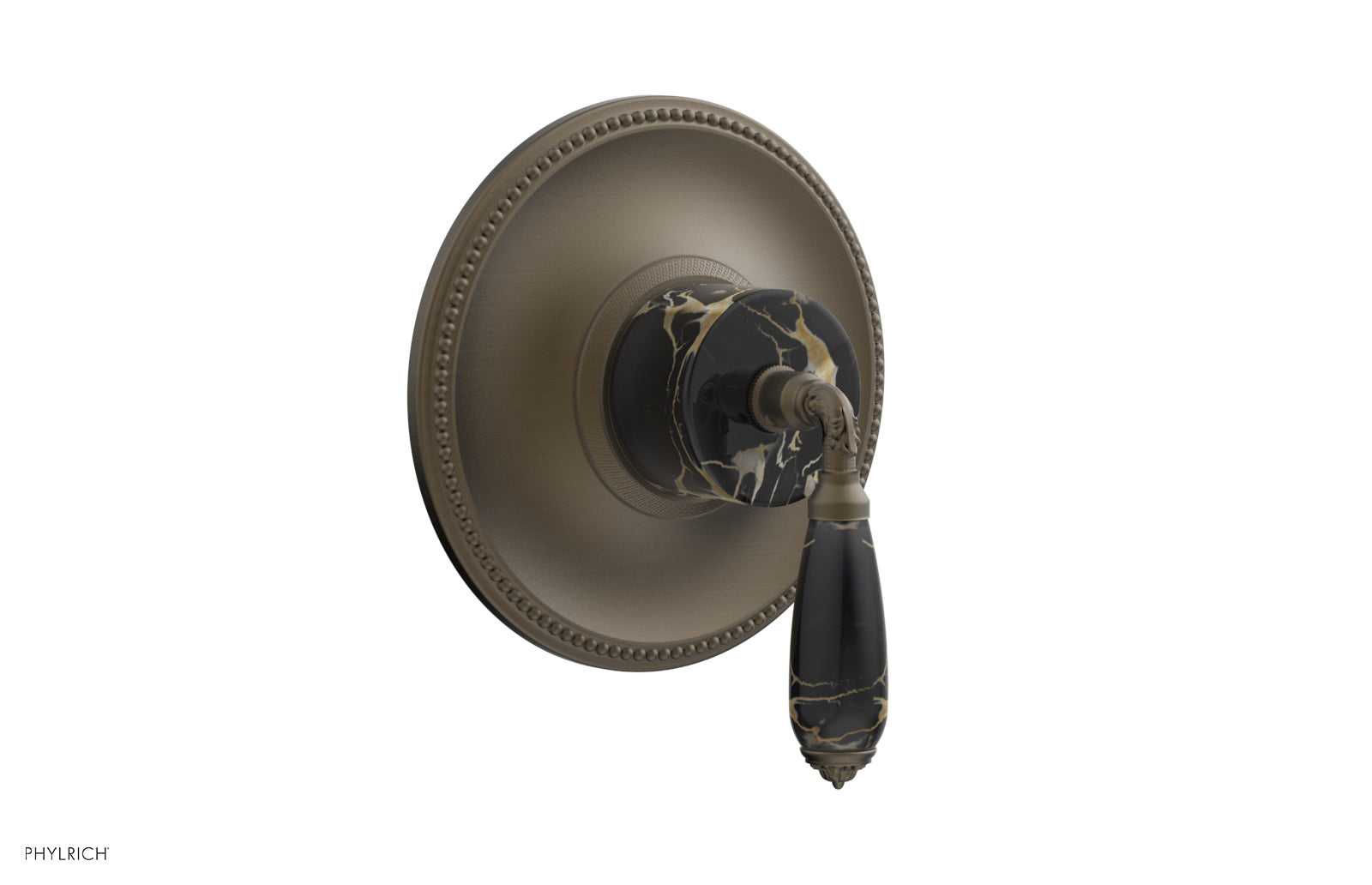 Phylrich VALENCIA Thermostatic Shower Trim, Black Marble Lever Handle
