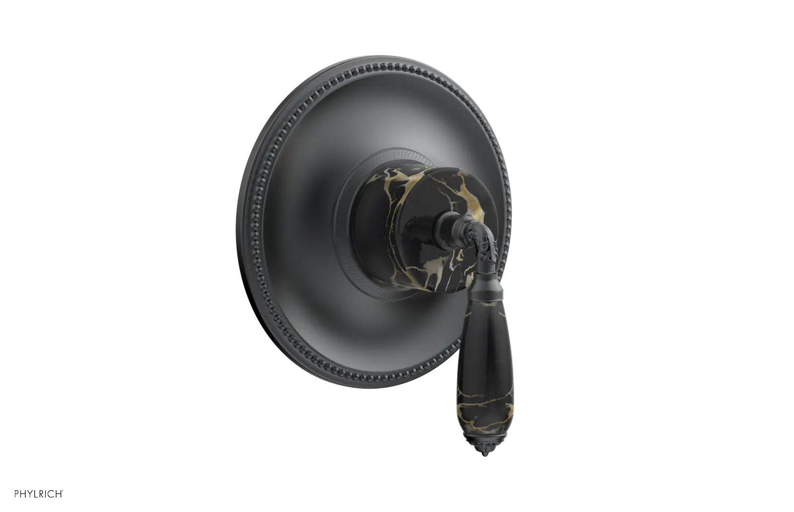 Phylrich VALENCIA Thermostatic Shower Trim, Black Marble Lever Handle by Phylrich