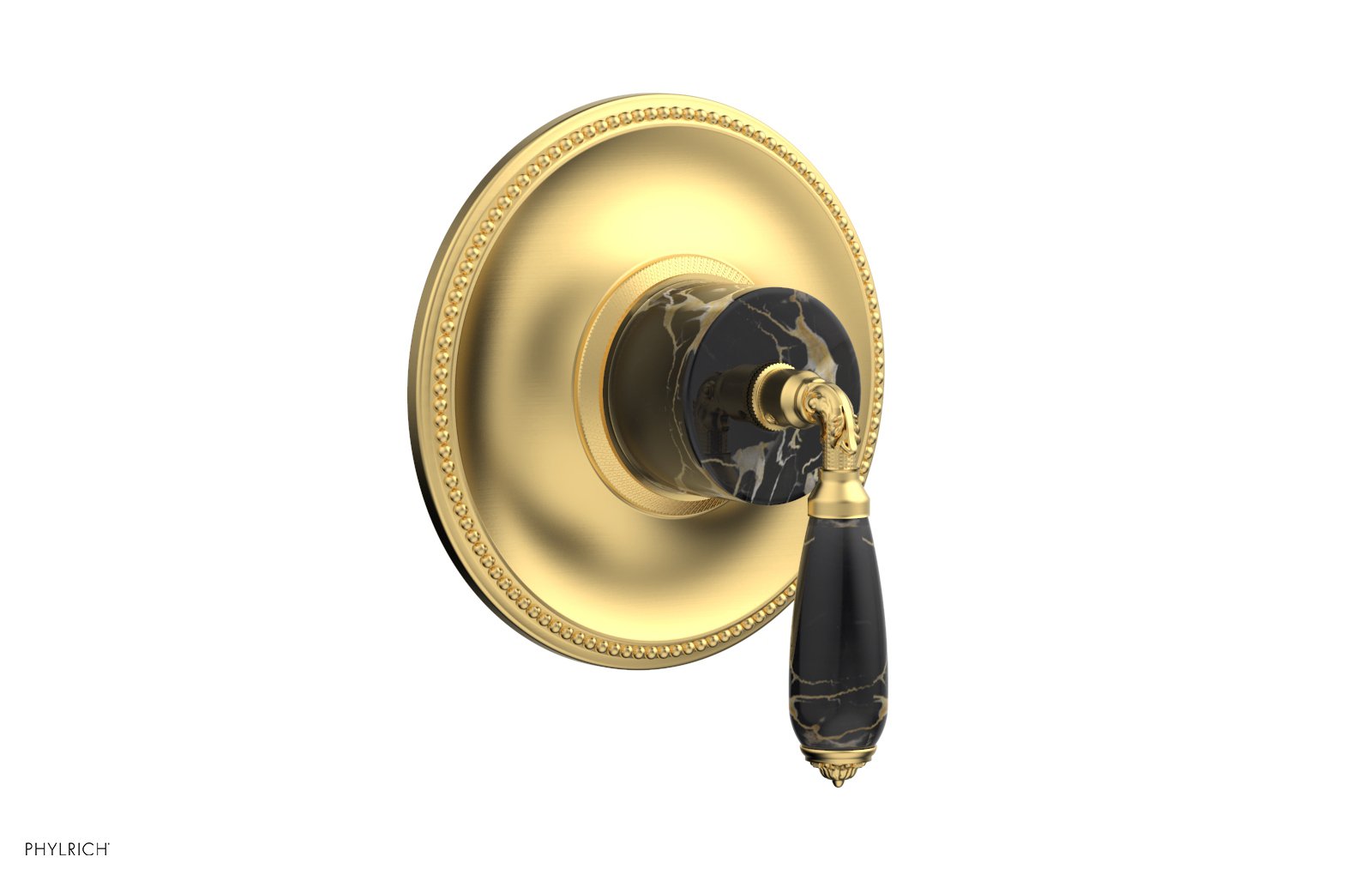 Phylrich VALENCIA Thermostatic Shower Trim, Black Marble Lever Handle