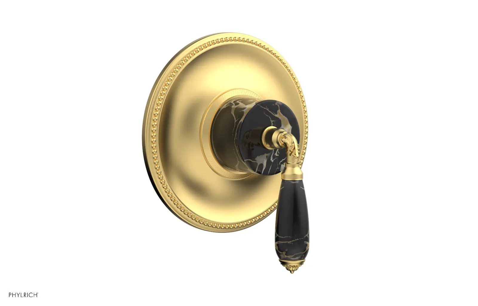 Phylrich VALENCIA Thermostatic Shower Trim, Black Marble Lever Handle by Phylrich