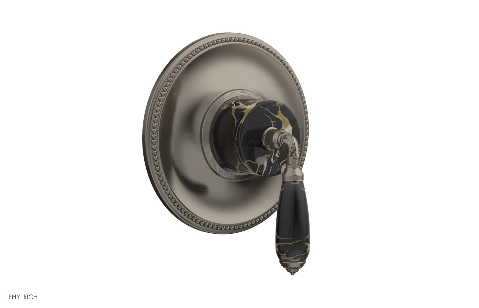 Phylrich VALENCIA Thermostatic Shower Trim, Black Marble Lever Handle