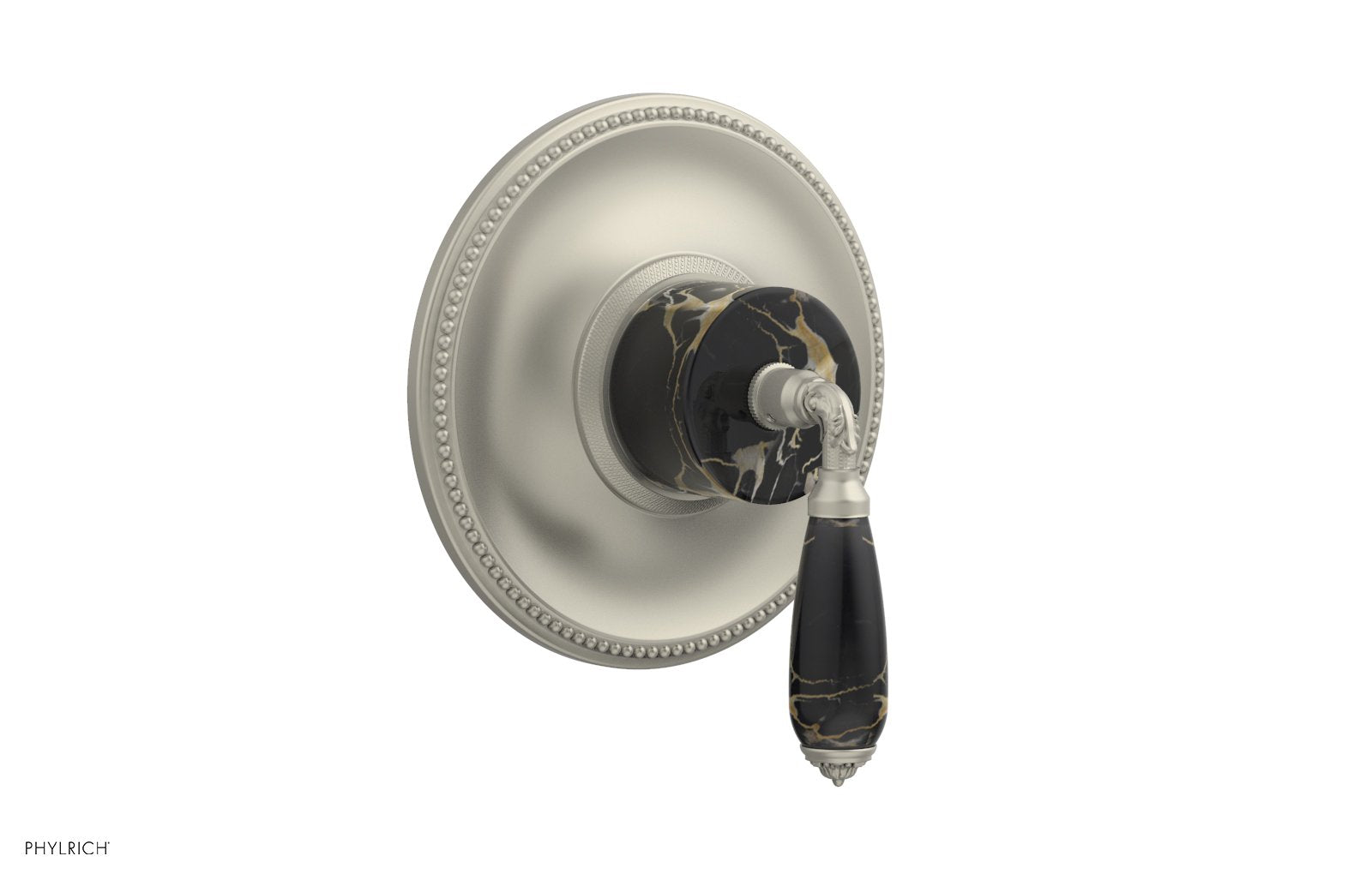 Phylrich VALENCIA Thermostatic Shower Trim, Black Marble Lever Handle