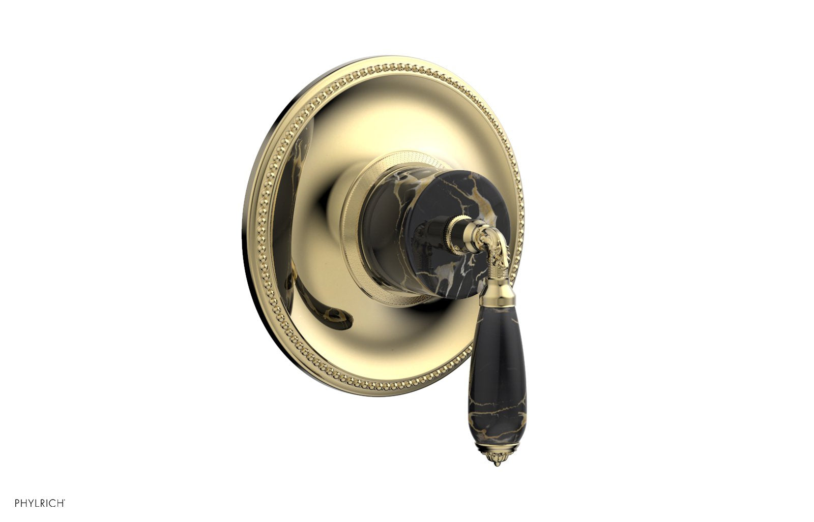 Phylrich VALENCIA Thermostatic Shower Trim, Black Marble Lever Handle