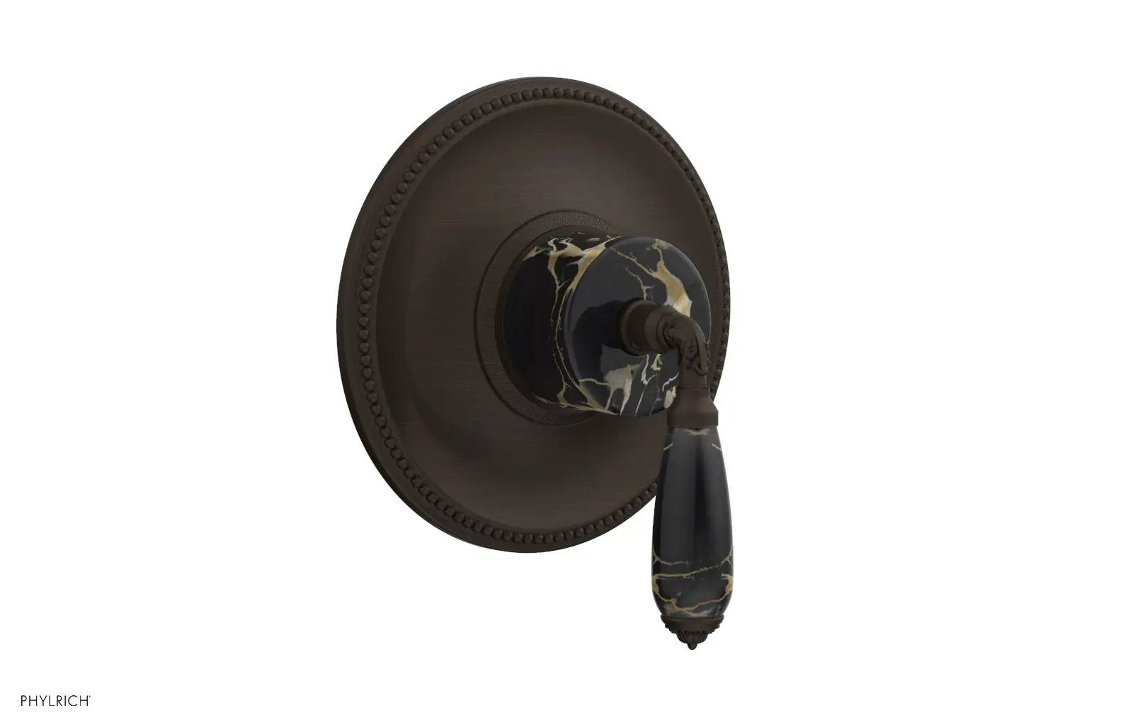Phylrich VALENCIA Thermostatic Shower Trim, Black Marble Lever Handle by Phylrich