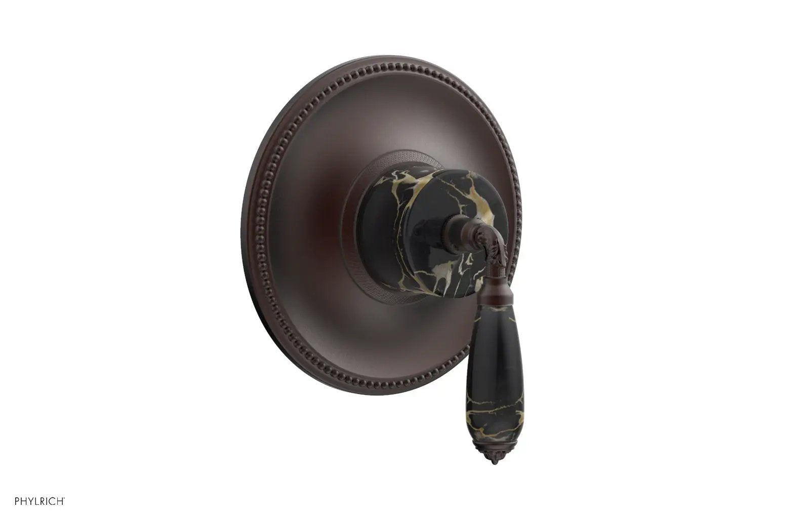 Phylrich VALENCIA Thermostatic Shower Trim, Black Marble Lever Handle by Phylrich