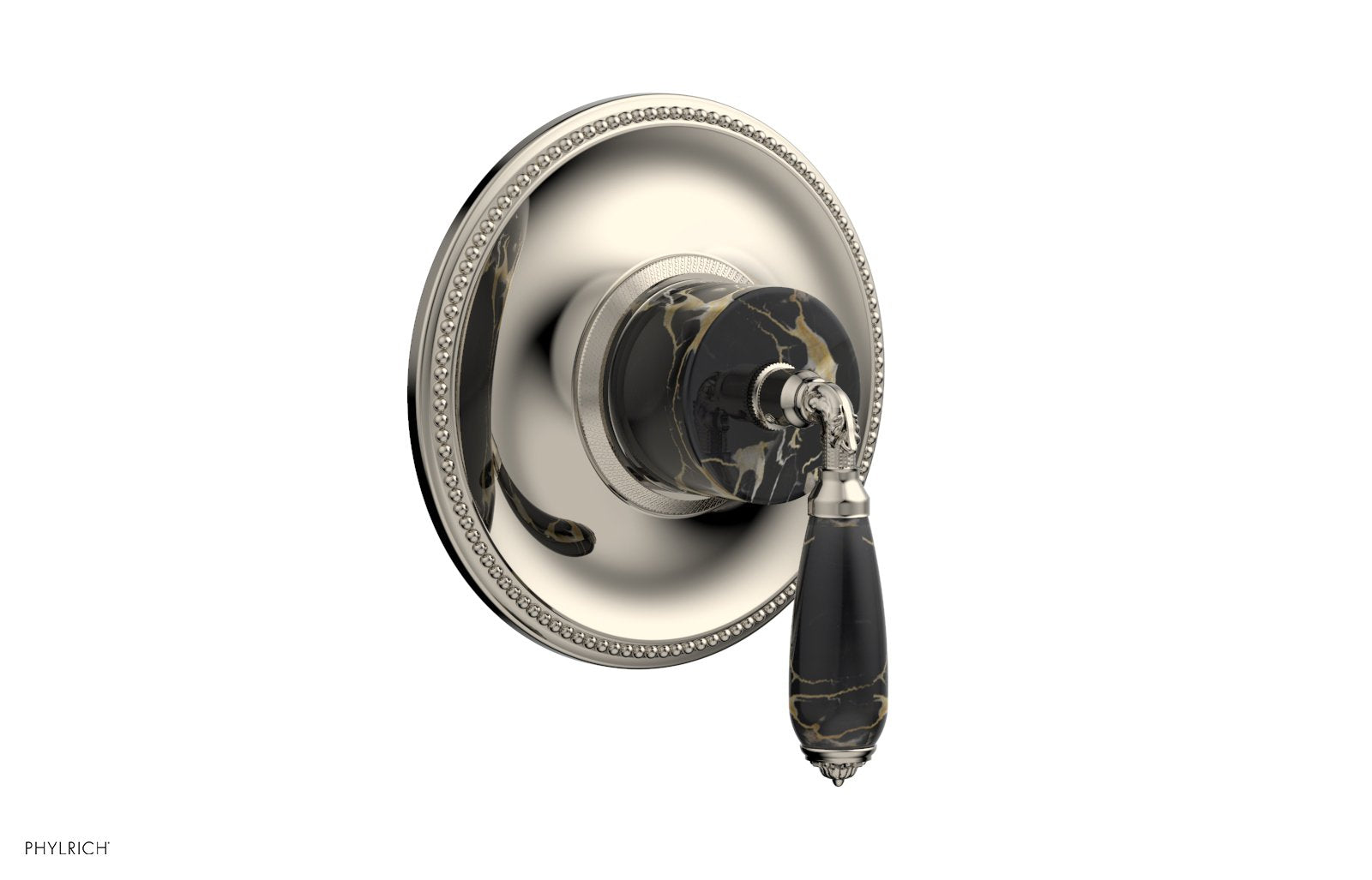 Phylrich VALENCIA Thermostatic Shower Trim, Black Marble Lever Handle