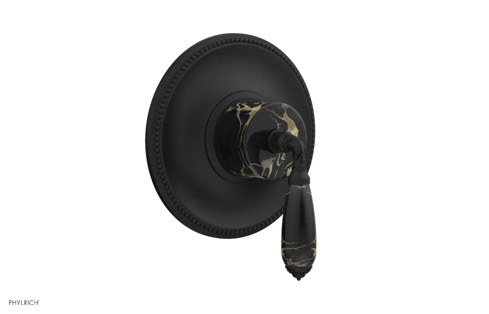 Phylrich VALENCIA Thermostatic Shower Trim, Black Marble Lever Handle by Phylrich