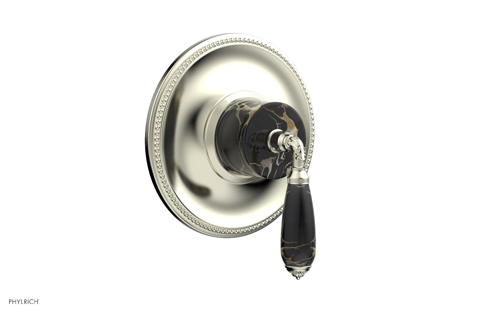 Phylrich VALENCIA Thermostatic Shower Trim, Black Marble Lever Handle