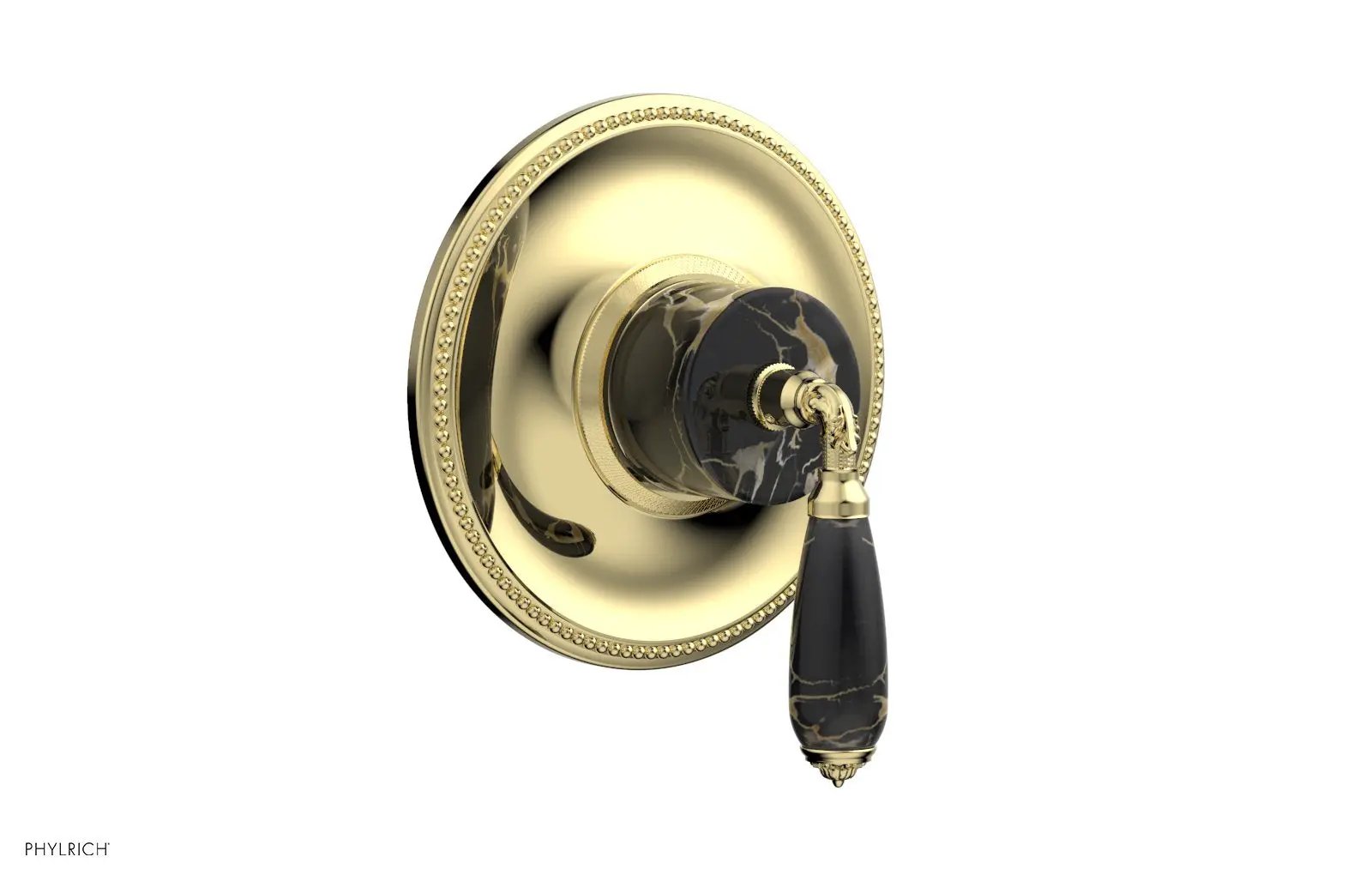 Phylrich VALENCIA Thermostatic Shower Trim, Black Marble Lever Handle by Phylrich